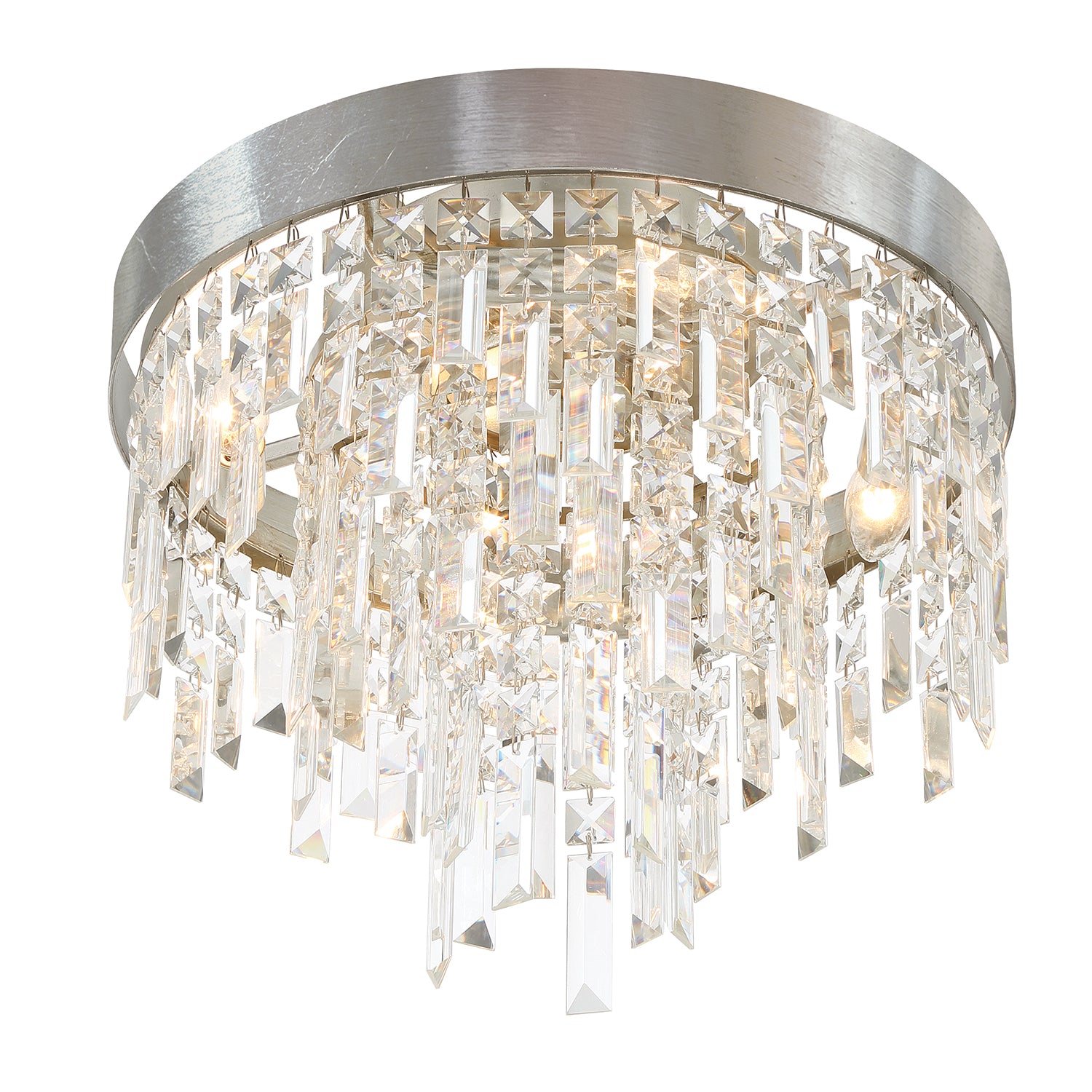 Crystorama Winfield WIN-213-SA-CL-MWP – 16 Inch – 4 Light – Semi Flush Mount Light – Antique Silver – Damp Rated