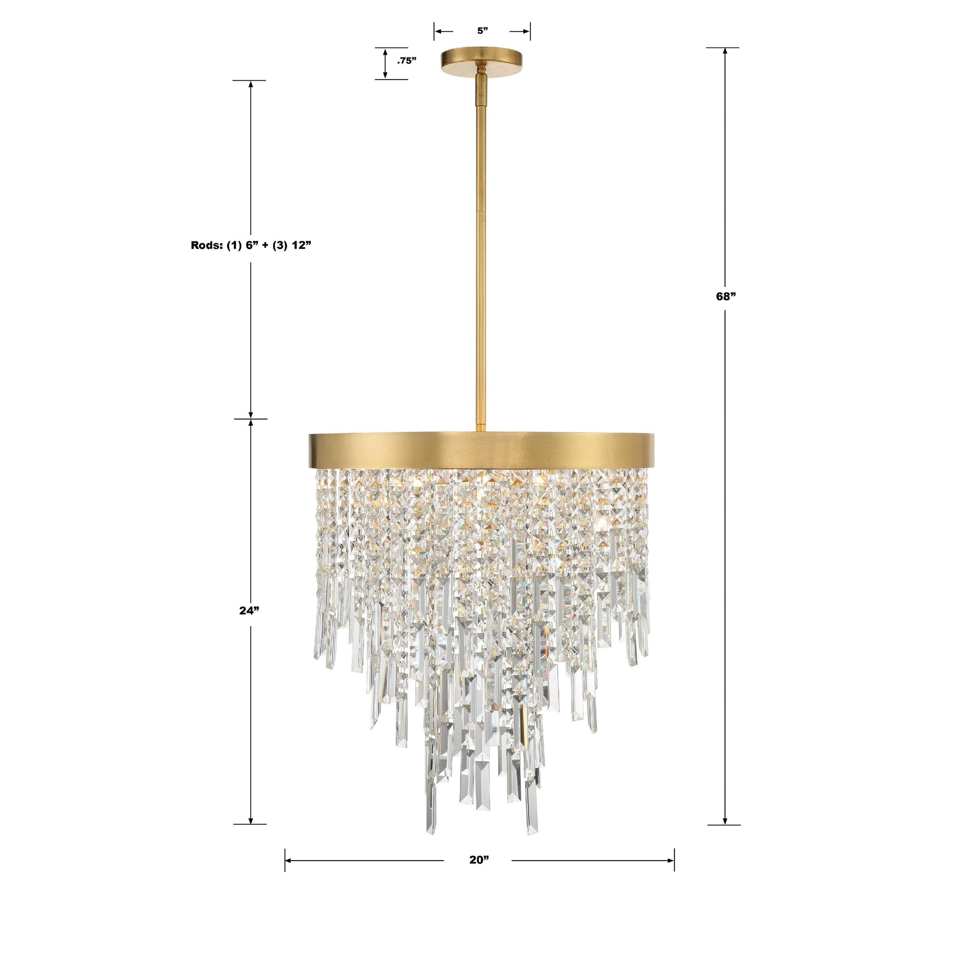 Crystorama Winfield WIN-215-GA-CL-MWP – 20 Inch – 5 Light – Chandelier – Antique Gold – Damp Rated