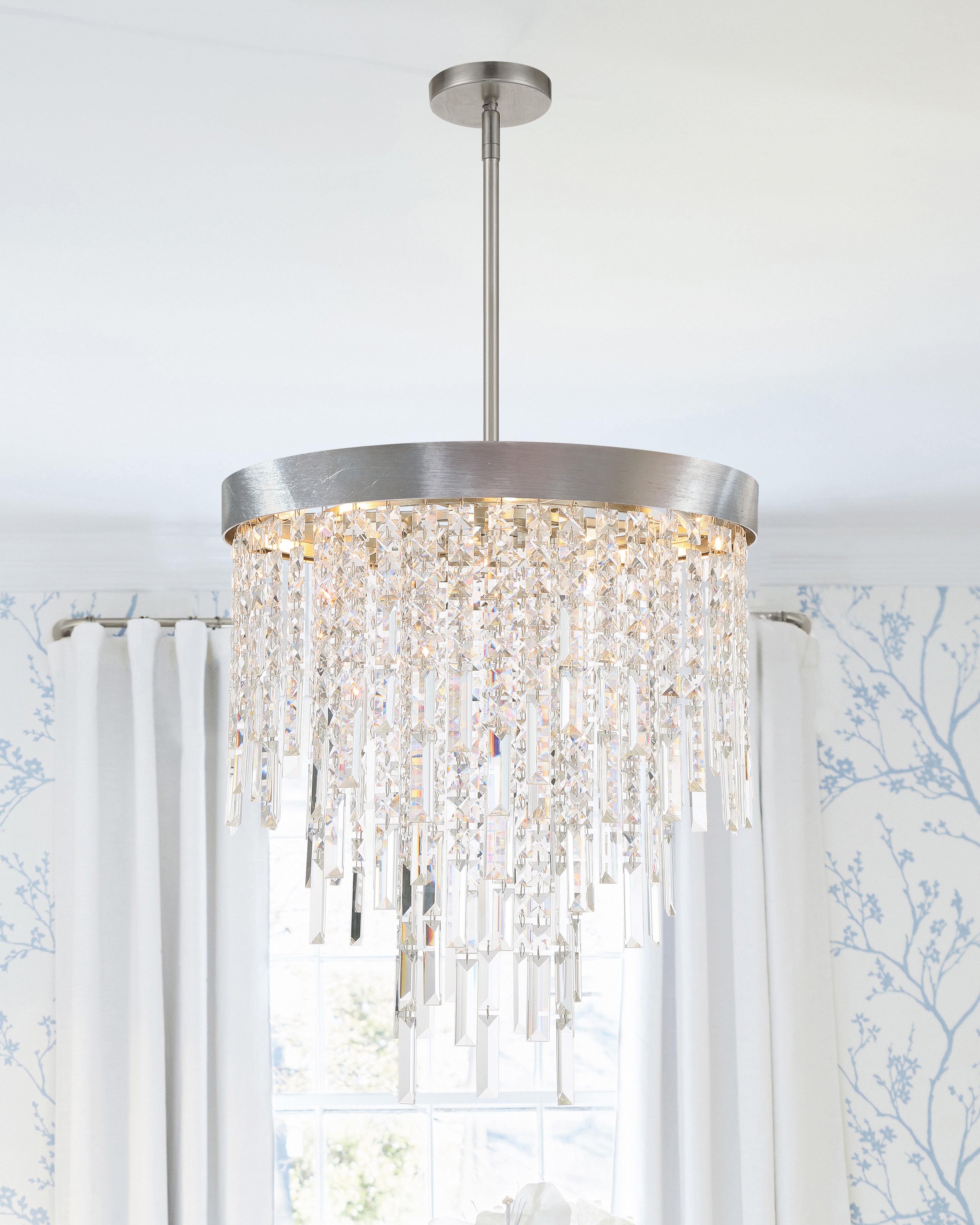 Crystorama Winfield WIN-215-SA-CL-MWP – 20 Inch – 5 Light – Chandelier – Antique Silver – Damp Rated