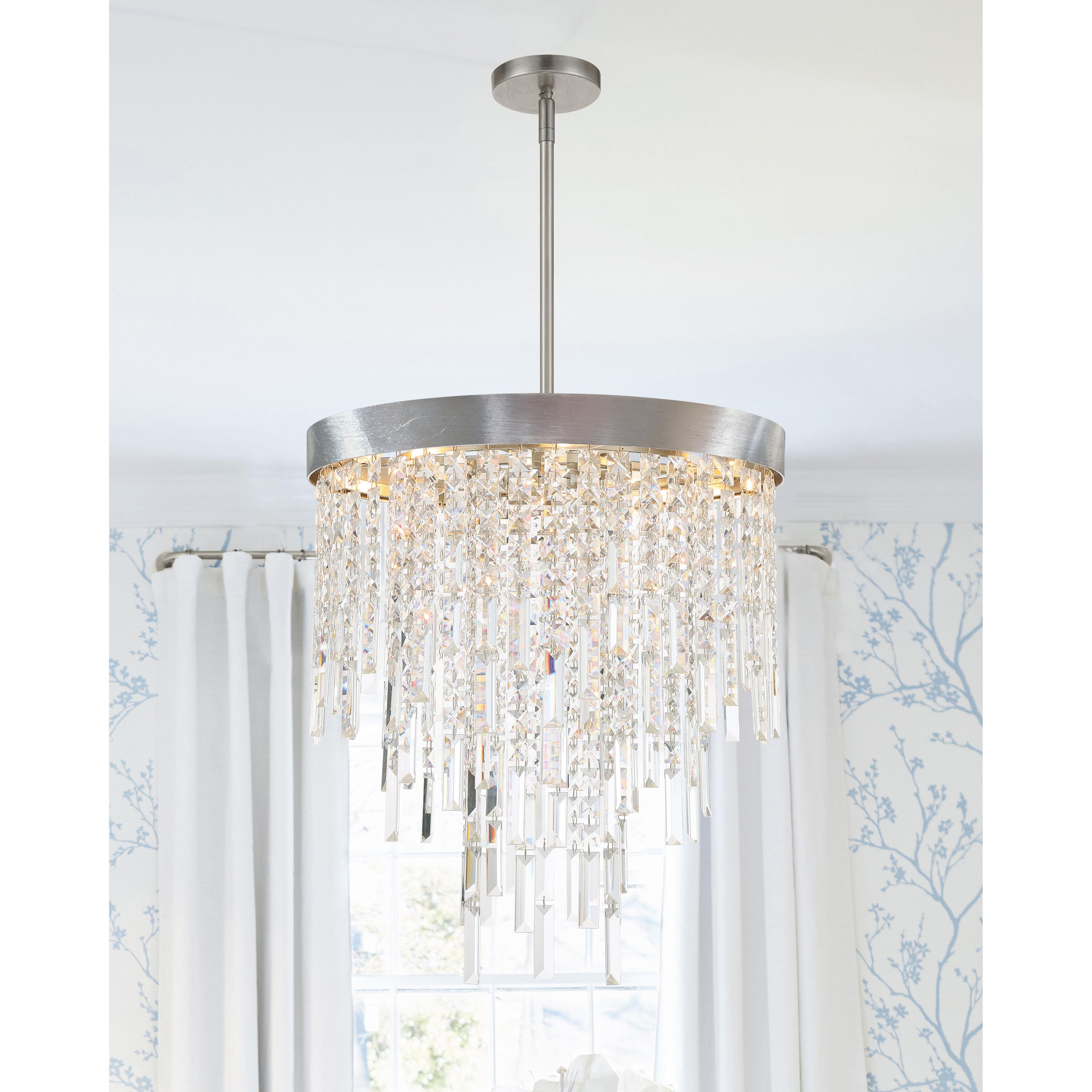 Crystorama Winfield WIN-215-SA-CL-MWP – 20 Inch – 5 Light – Chandelier – Antique Silver – Damp Rated