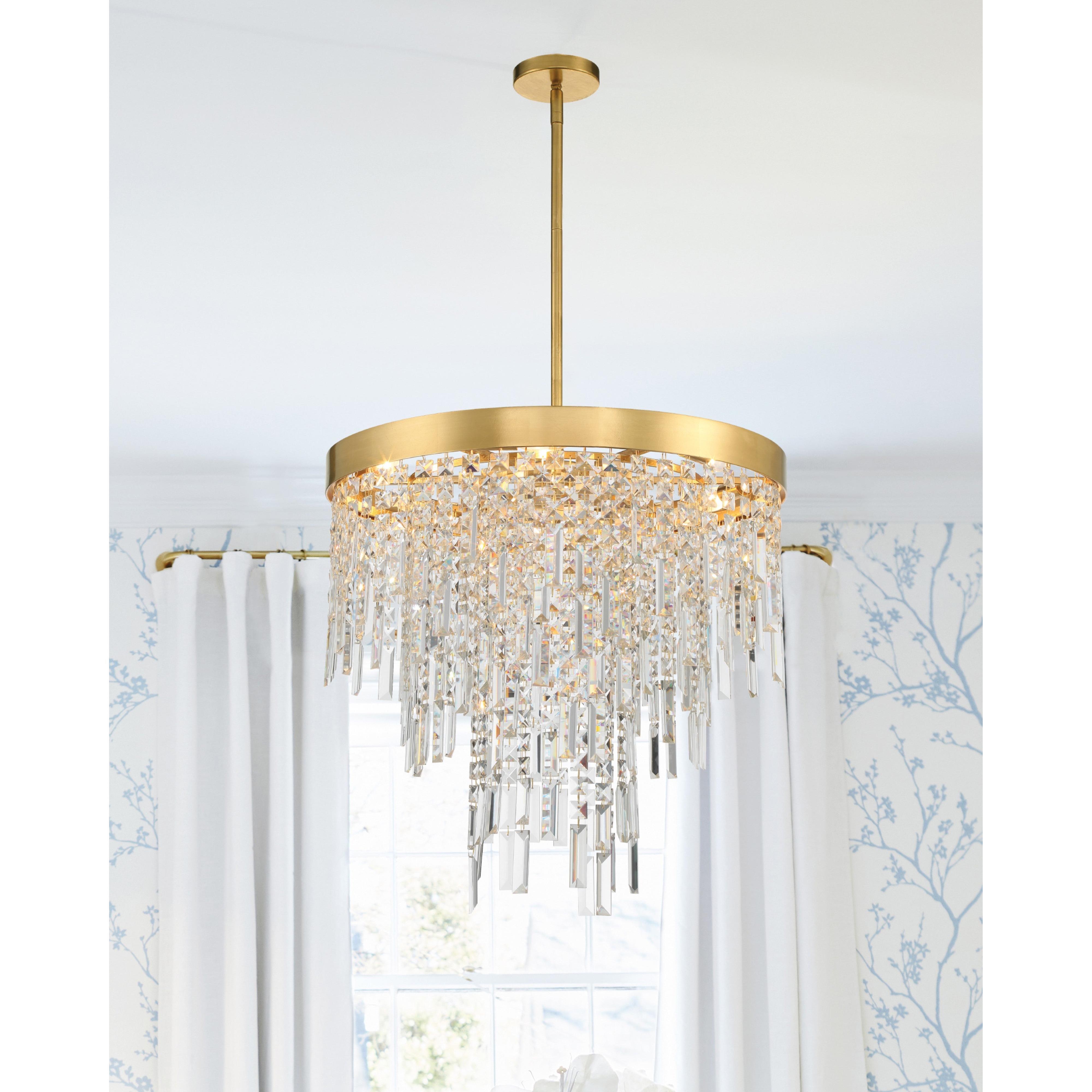 Crystorama Winfield WIN-216-GA-CL-MWP – 24 Inch – 6 Light – Chandelier – Antique Gold – Damp Rated