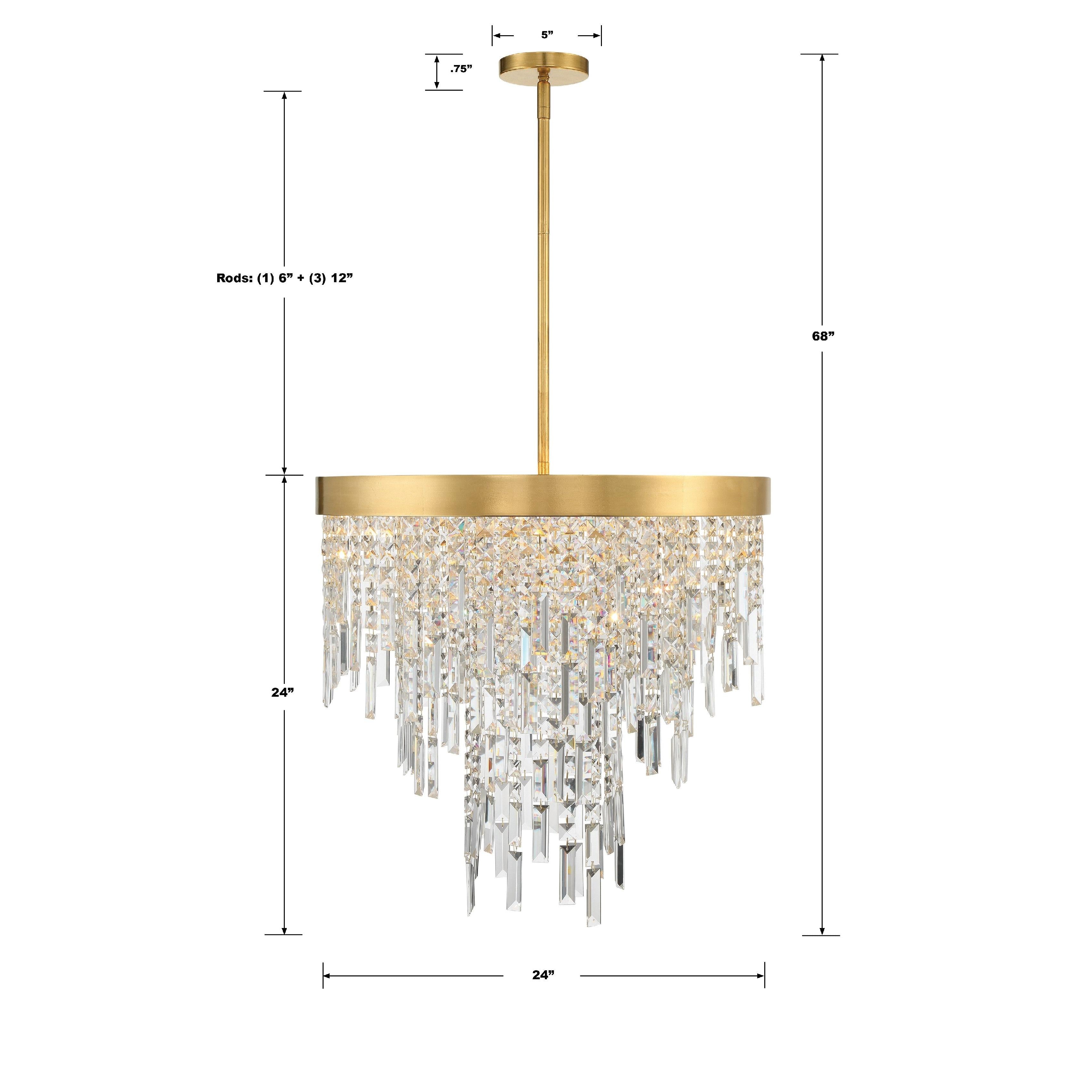 Crystorama Winfield WIN-216-GA-CL-MWP – 24 Inch – 6 Light – Chandelier – Antique Gold – Damp Rated