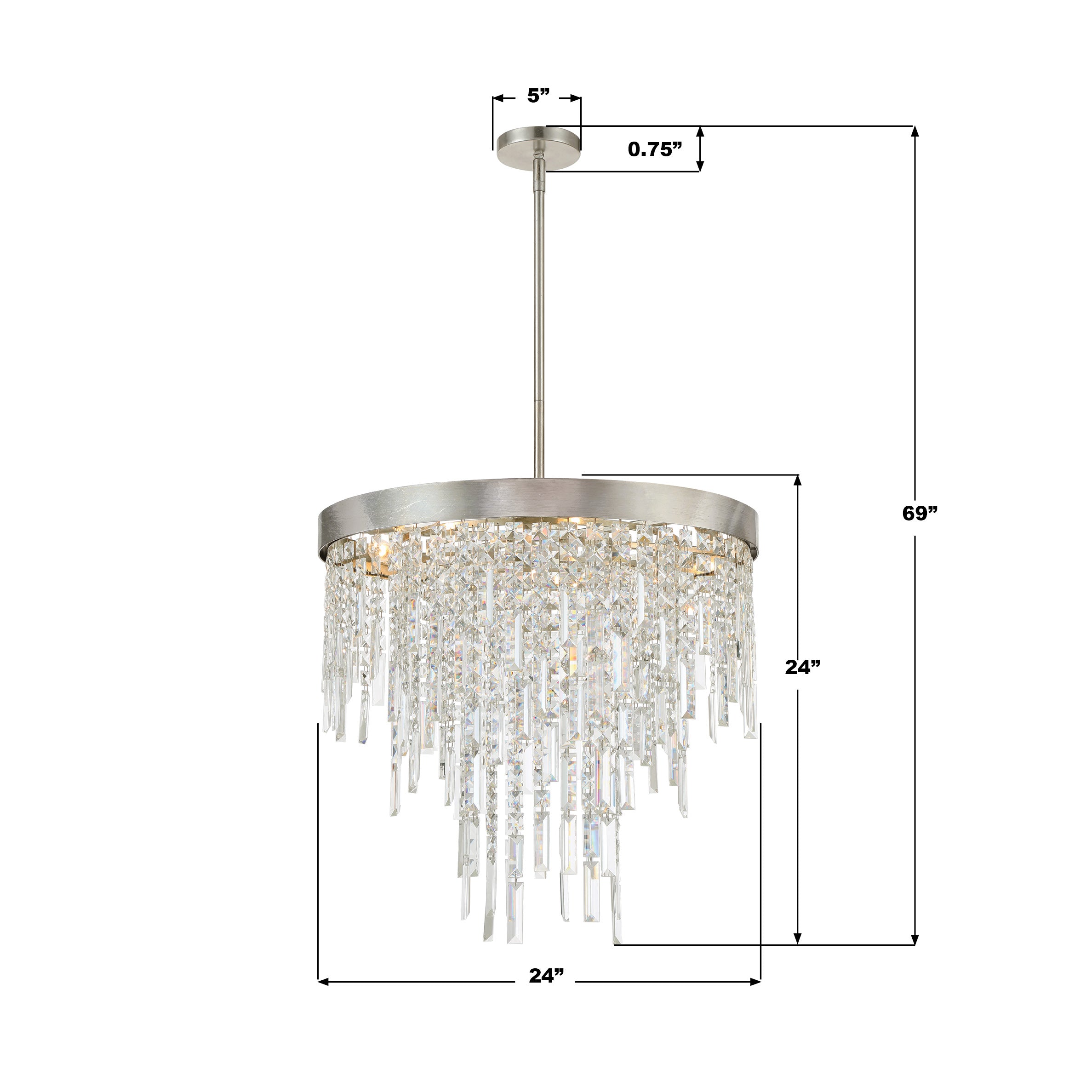 Crystorama Winfield WIN-216-SA-CL-MWP – 24 Inch – 6 Light – Chandelier – Antique Silver – Damp Rated