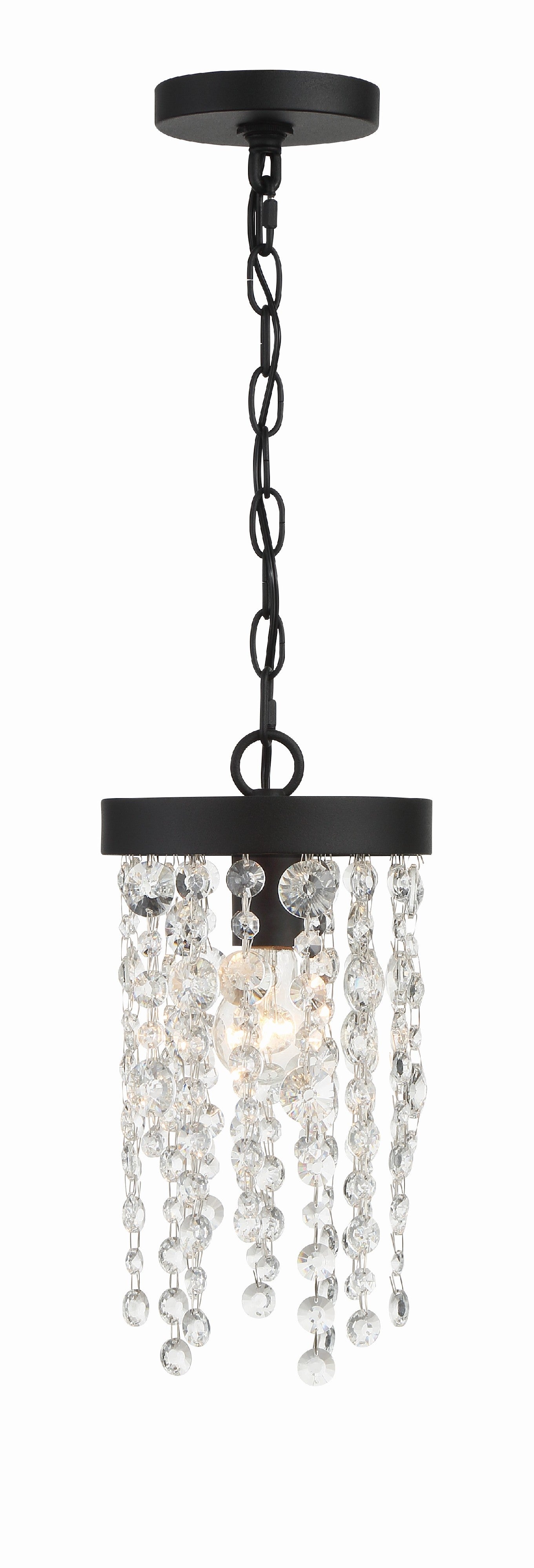 Crystorama Winham WIN-610-BF-CL-MWP – 7 Inch – 1 Light – Pendant Light – Clear Crystal – Black Forged – Damp Rated