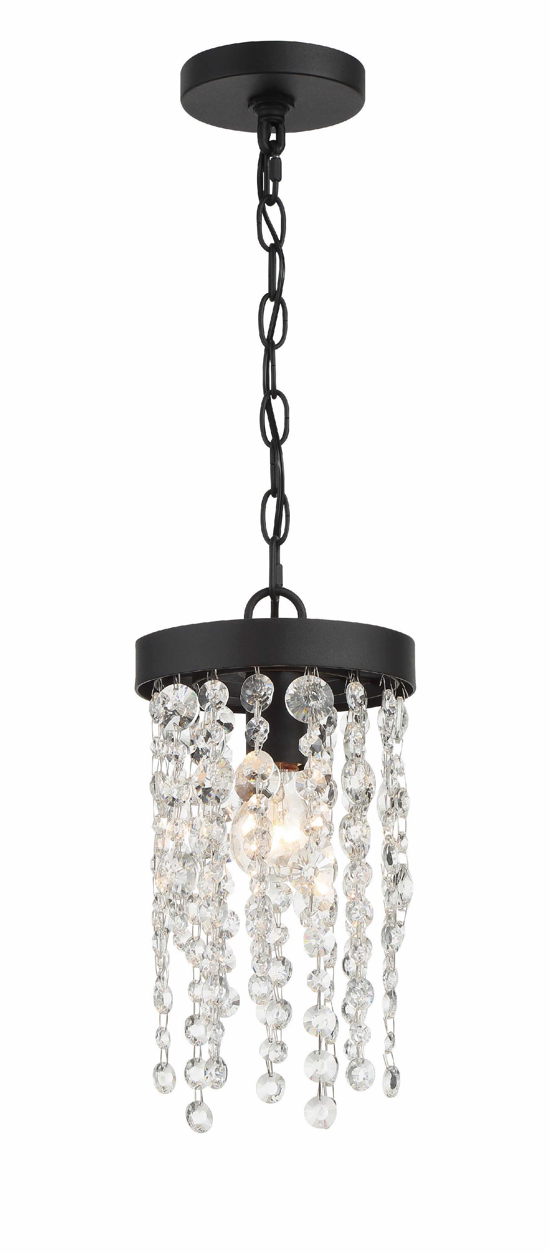Crystorama Winham WIN-610-BF-CL-MWP – 7 Inch – 1 Light – Pendant Light – Clear Crystal – Black Forged – Damp Rated