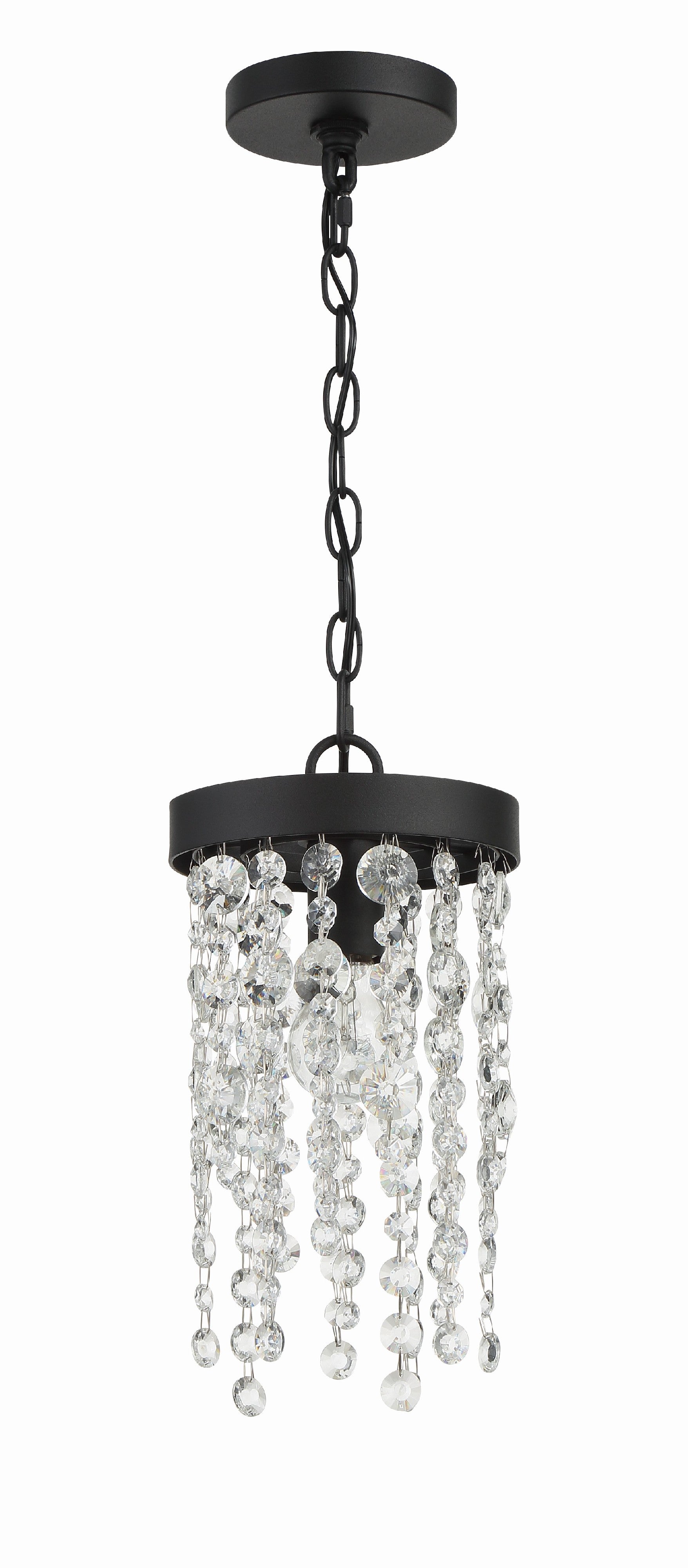 Crystorama Winham WIN-610-BF-CL-MWP – 7 Inch – 1 Light – Pendant Light – Clear Crystal – Black Forged – Damp Rated