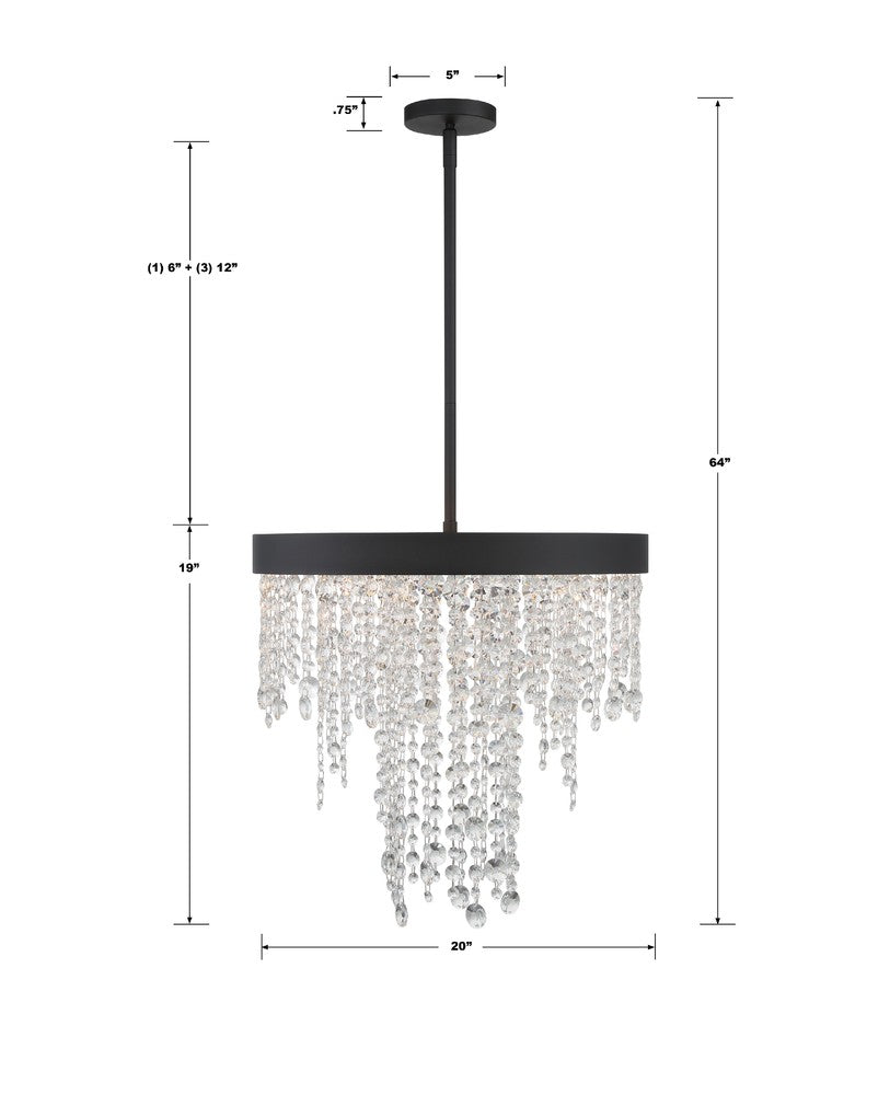 Crystorama WINHAM WIN-615-BF-CL-MWP Chandelier Contemporary - Black Forged