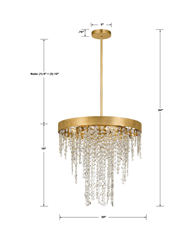 Crystorama WINHAM WIN-615-GA-CL-MWP Chandelier Contemporary - Antique Gold