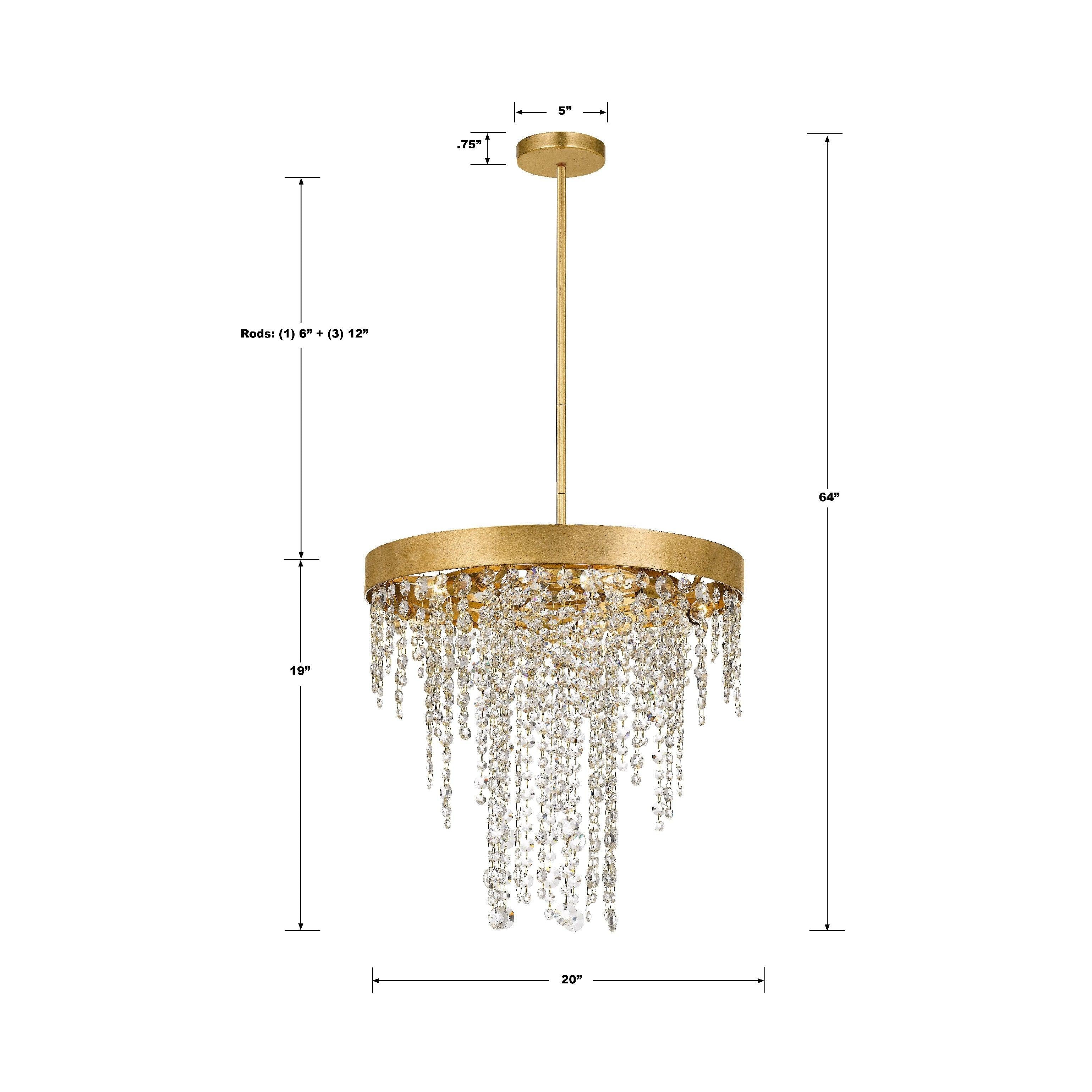 Crystorama Winham WIN-615-GA-CL-MWP – 20 Inch – 5 Light – Chandelier – Clear Crystal – Antique Gold – Damp Rated