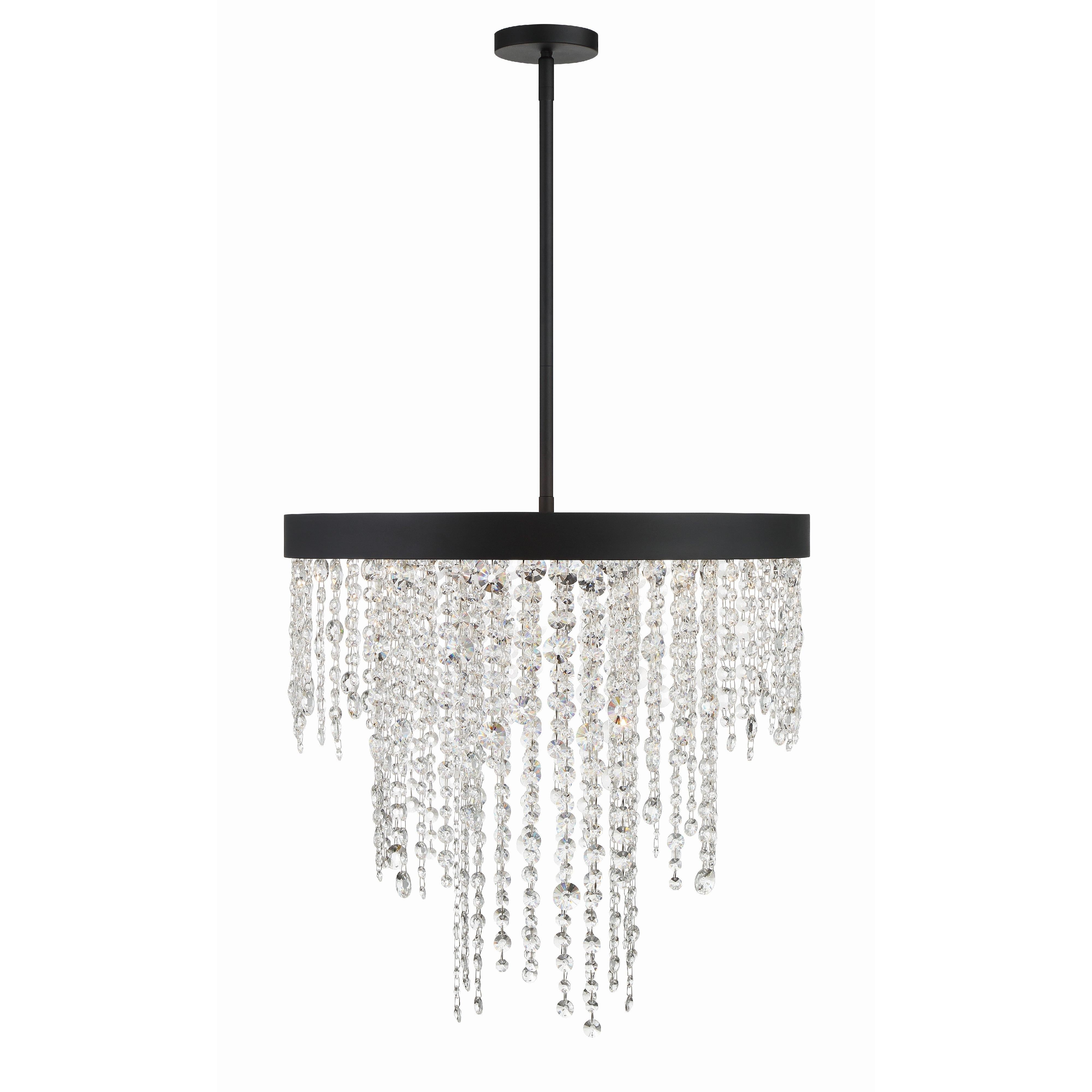 Crystorama Winham WIN-616-BF-CL-MWP – 24 Inch – 6 Light – Chandelier – Clear Crystal – Black Forged – Damp Rated