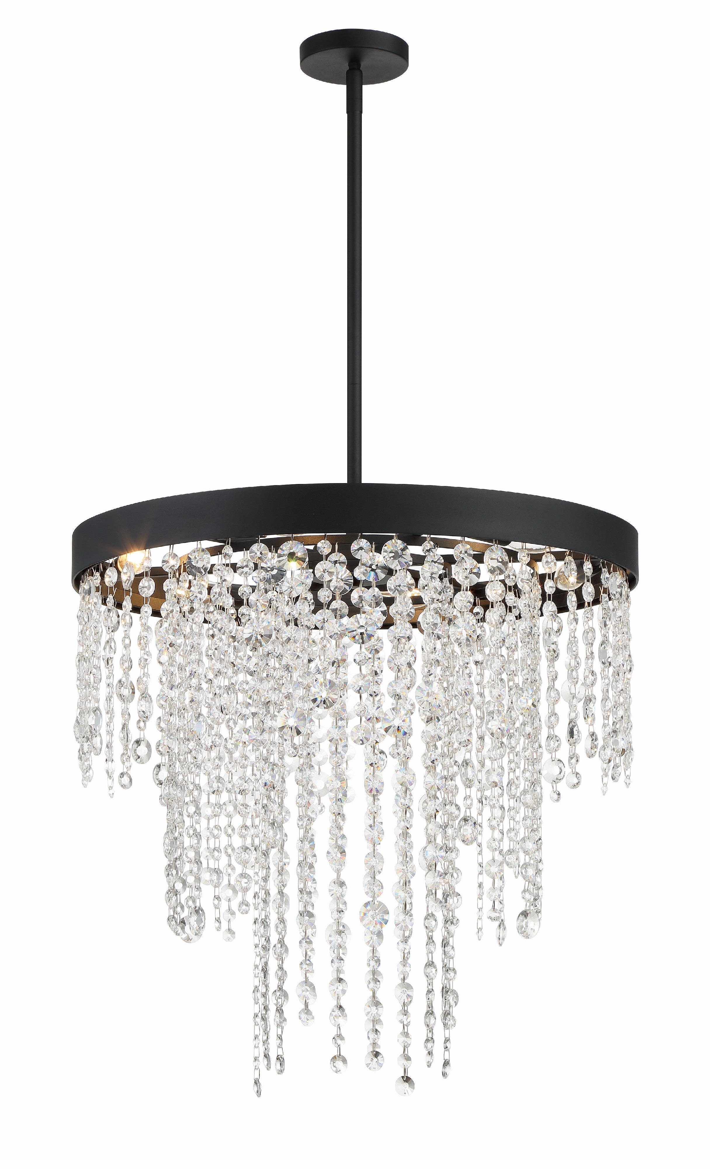 Crystorama Winham WIN-616-BF-CL-MWP – 24 Inch – 6 Light – Chandelier – Clear Crystal – Black Forged – Damp Rated