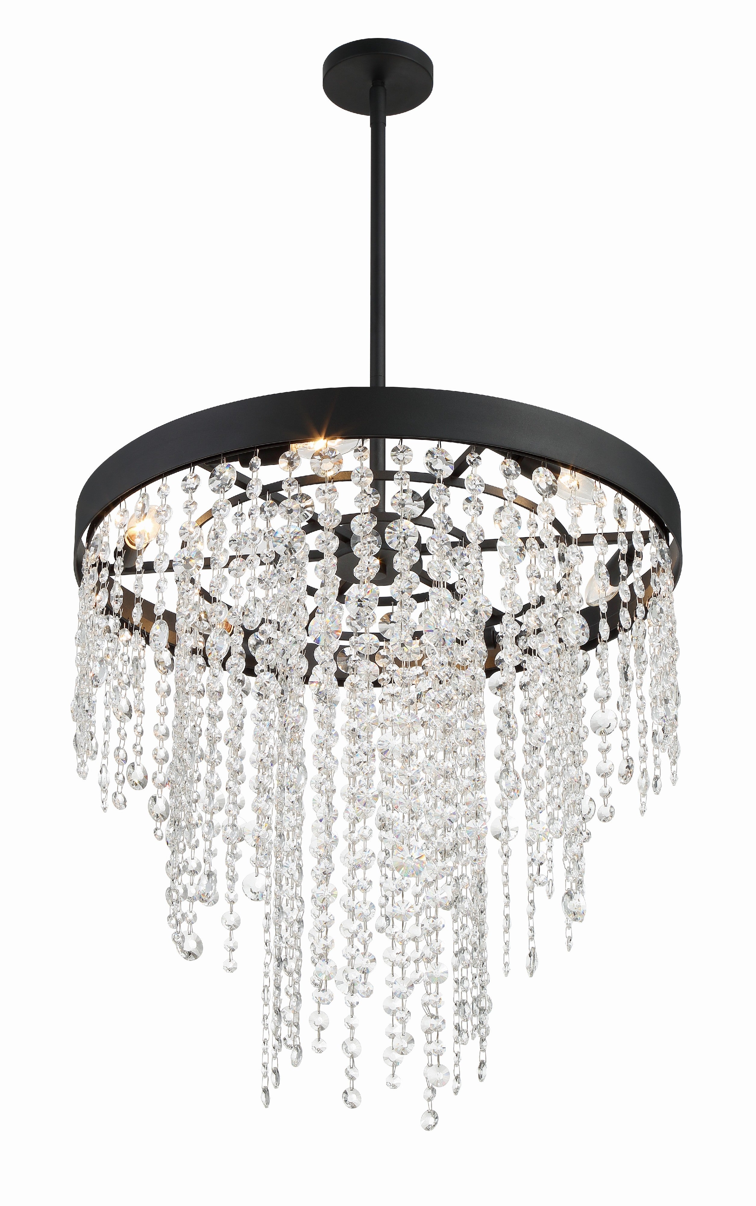 Crystorama Winham WIN-616-BF-CL-MWP – 24 Inch – 6 Light – Chandelier – Clear Crystal – Black Forged – Damp Rated