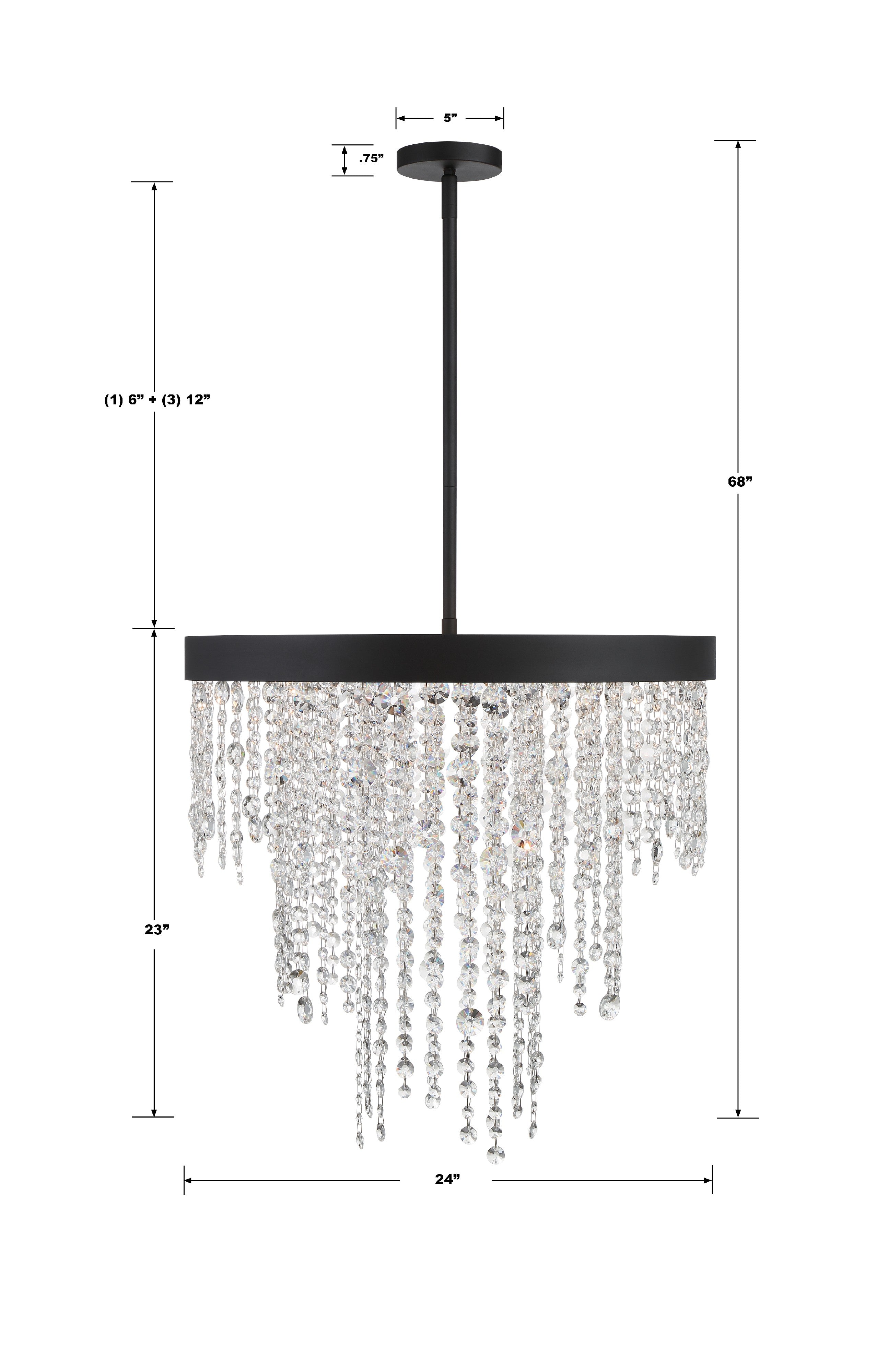 Crystorama Winham WIN-616-BF-CL-MWP – 24 Inch – 6 Light – Chandelier – Clear Crystal – Black Forged – Damp Rated