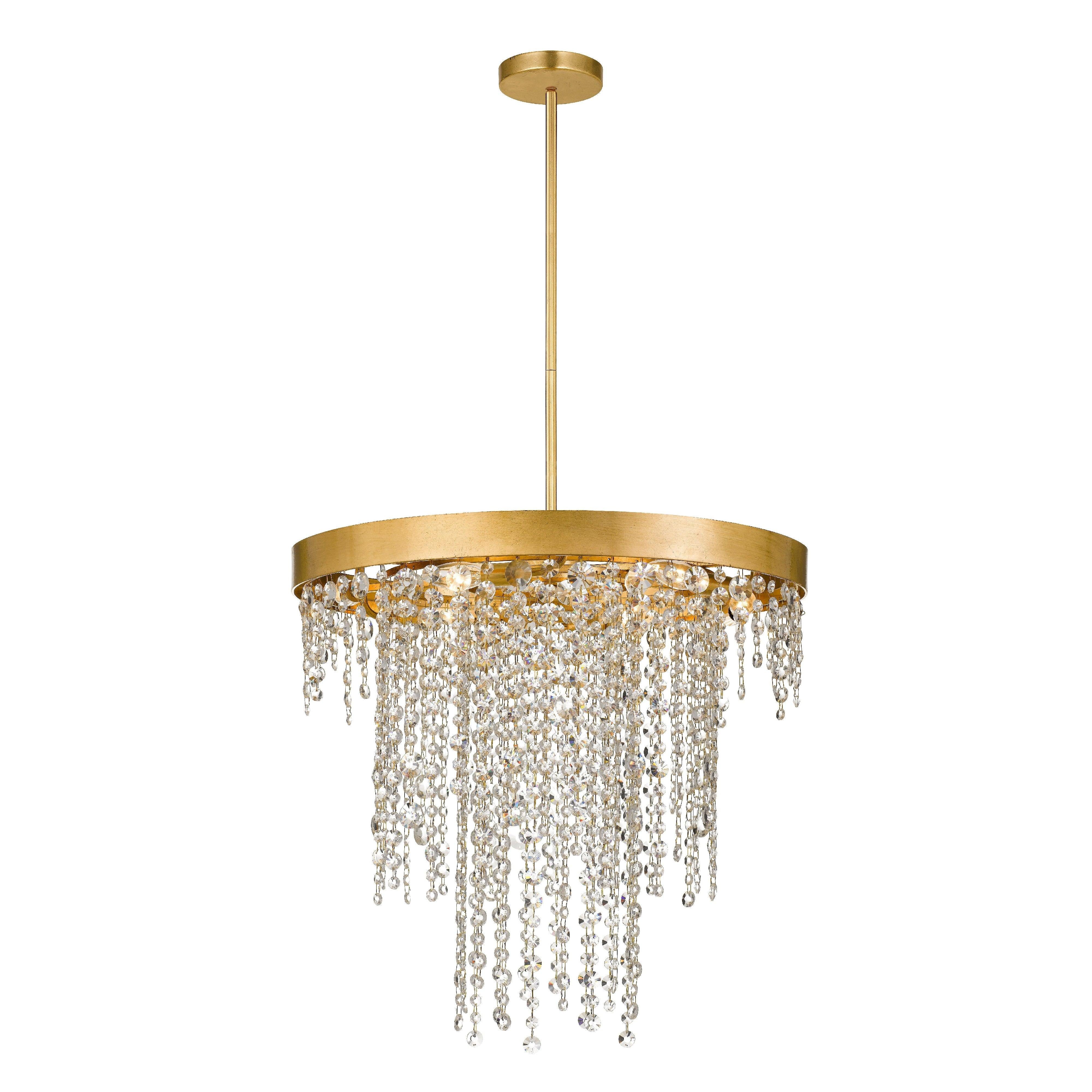 Crystorama Winham WIN-616-GA-CL-MWP – 24 Inch – 6 Light – Chandelier – Clear Crystal – Antique Gold – Damp Rated