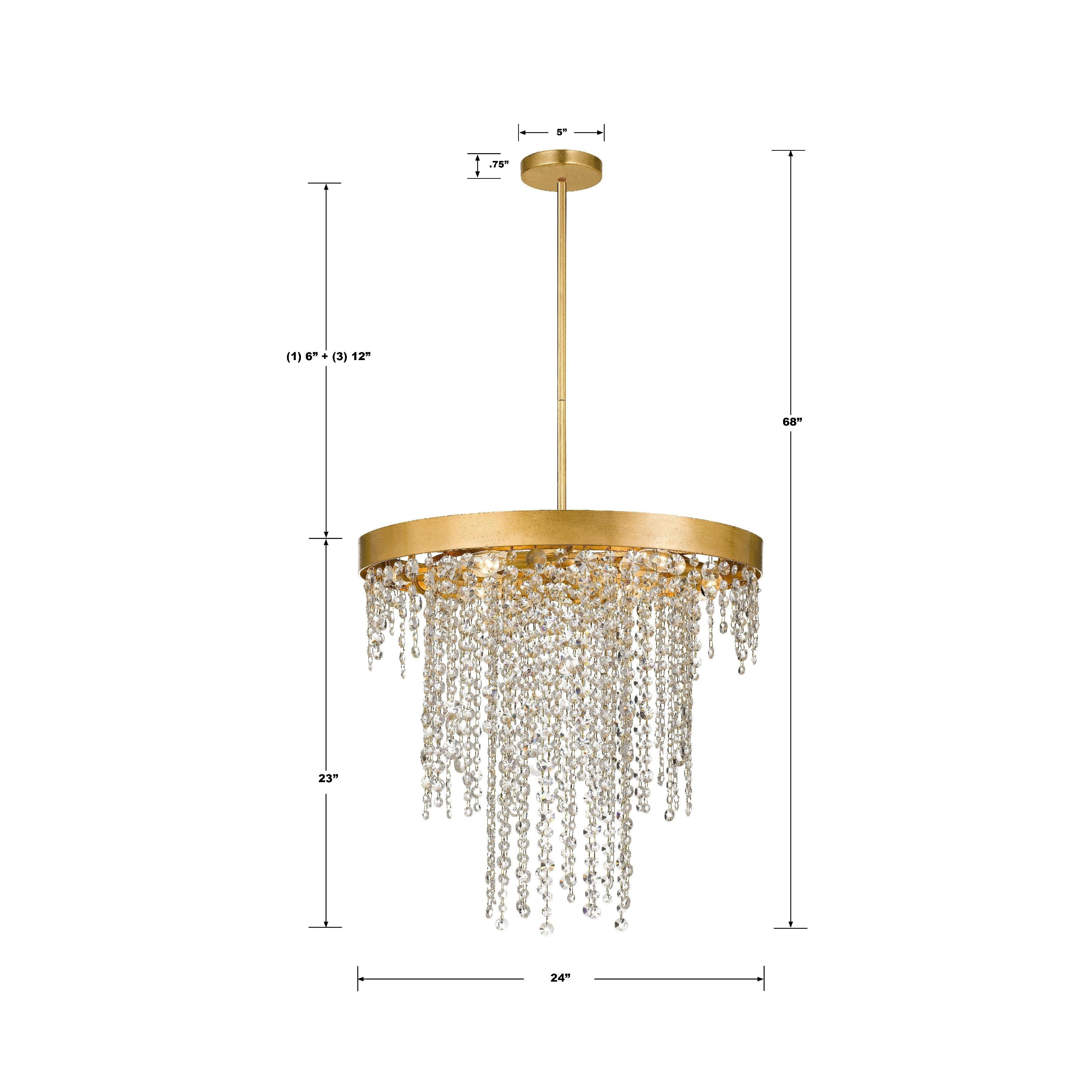 Crystorama Winham WIN-616-GA-CL-MWP – 24 Inch – 6 Light – Chandelier – Clear Crystal – Antique Gold – Damp Rated