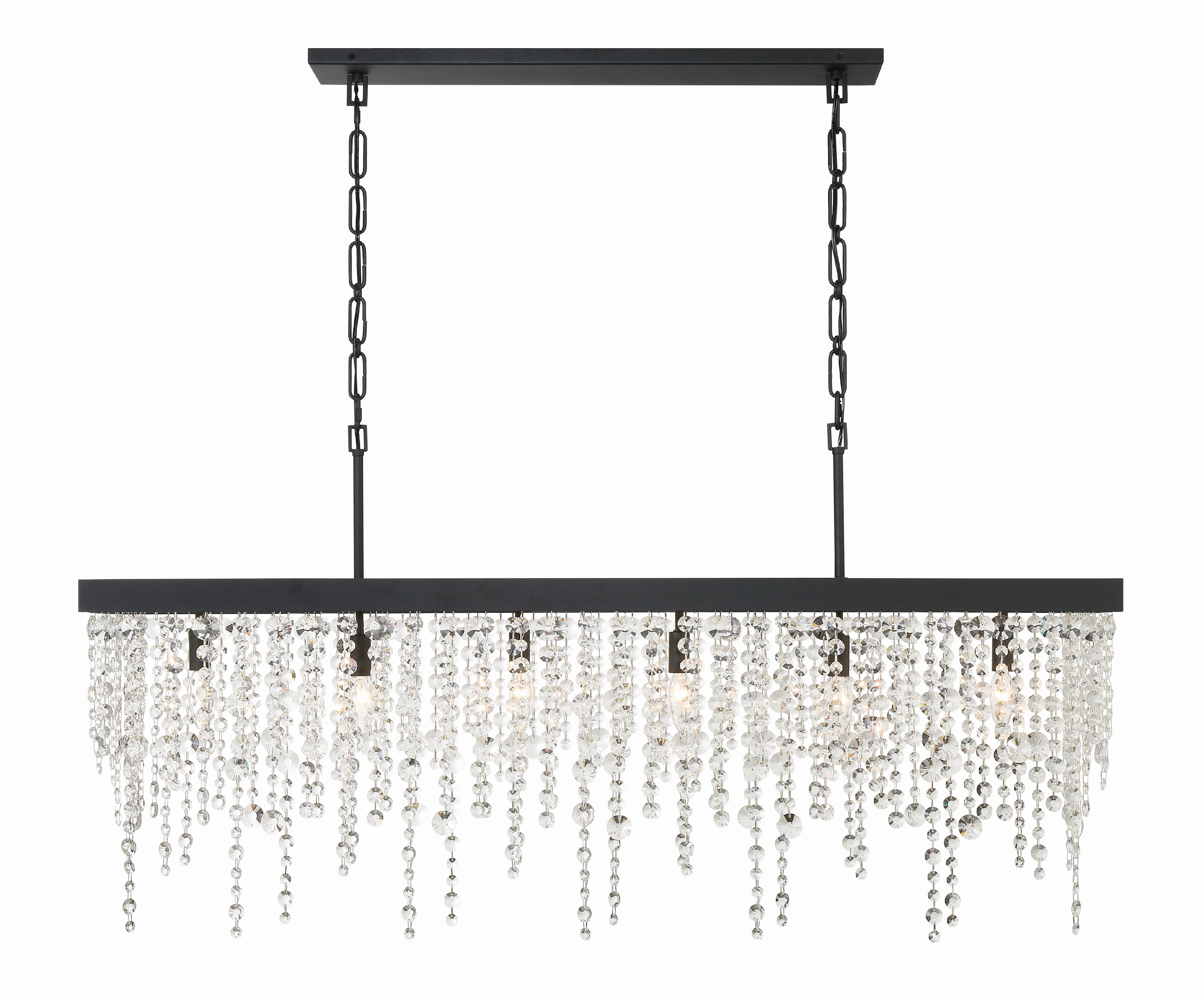Crystorama Winham WIN-617-BF-CL-MWP – 49 Inch – 6 Light – Chandelier – Clear Crystal – Black Forged – Damp Rated