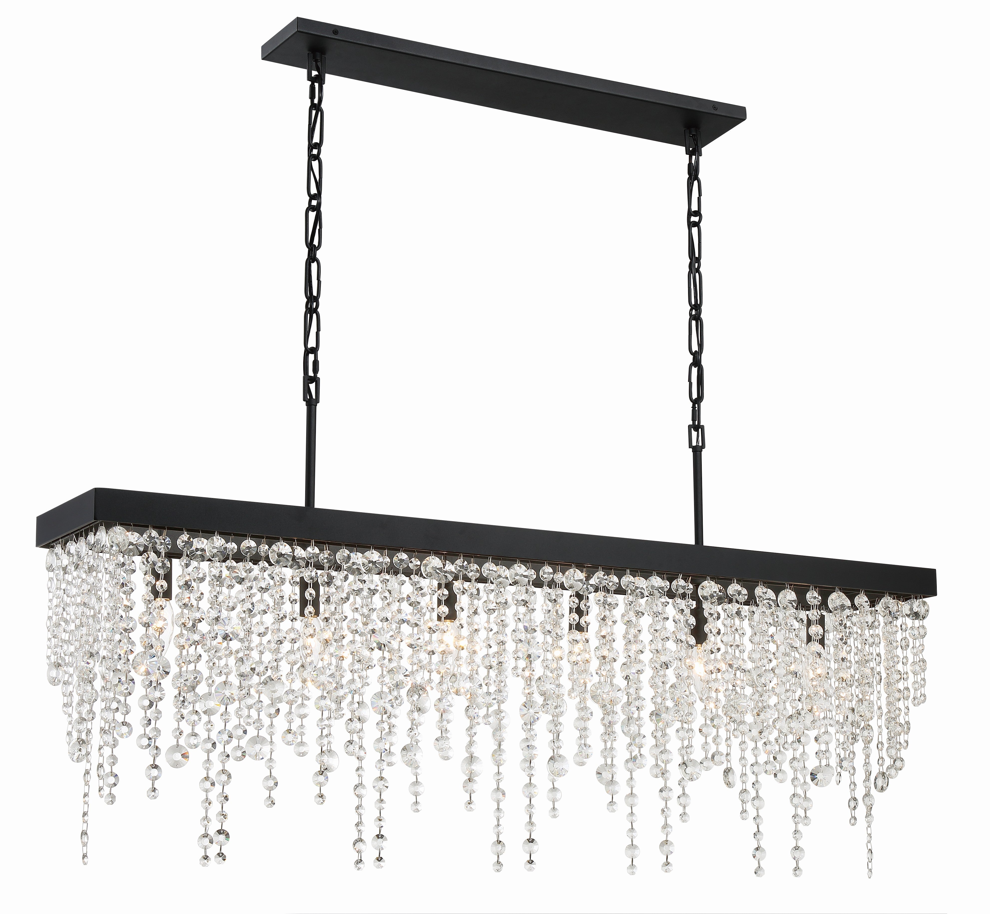 Crystorama Winham WIN-617-BF-CL-MWP – 49 Inch – 6 Light – Chandelier – Clear Crystal – Black Forged – Damp Rated