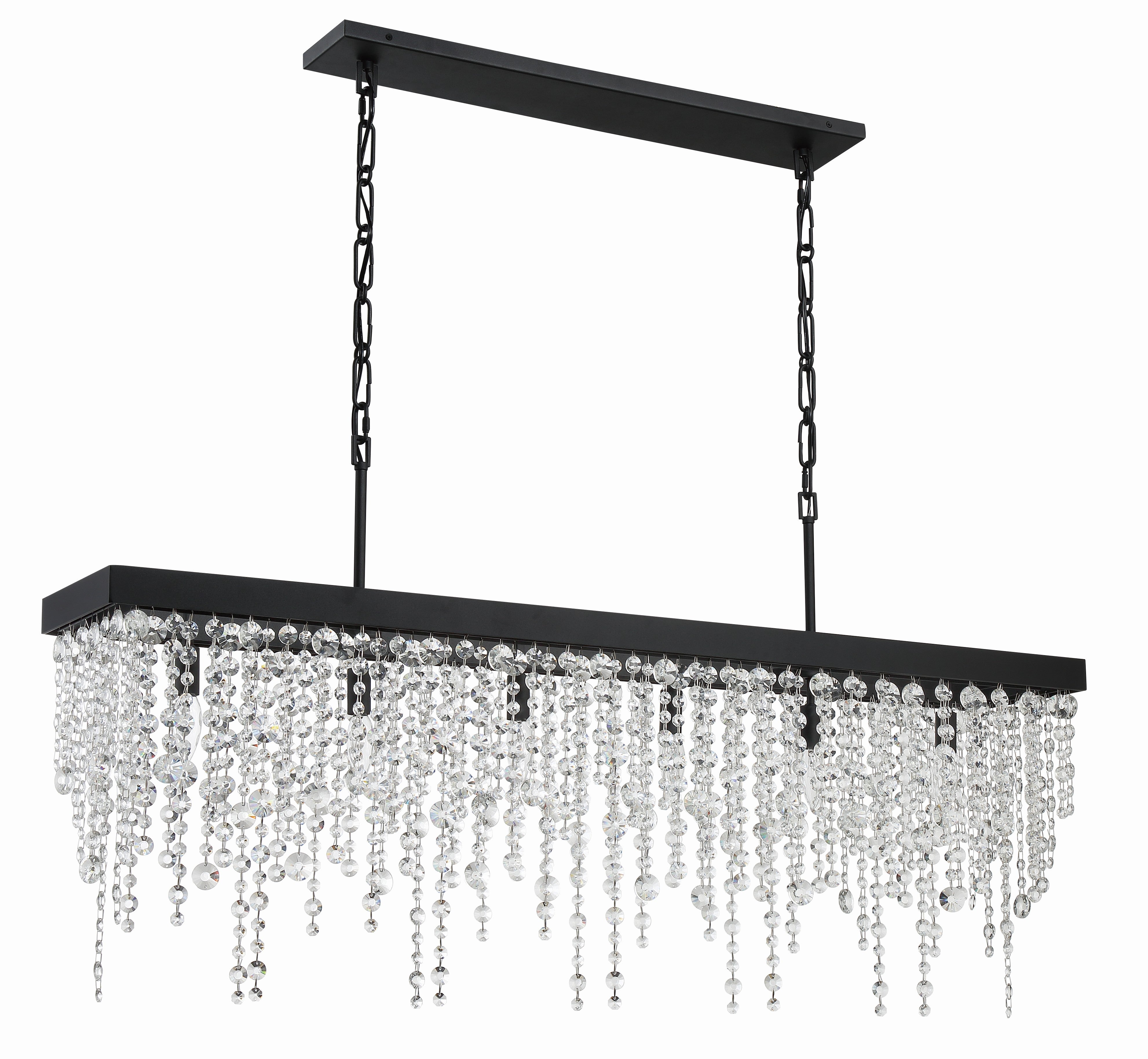 Crystorama Winham WIN-617-BF-CL-MWP – 49 Inch – 6 Light – Chandelier – Clear Crystal – Black Forged – Damp Rated