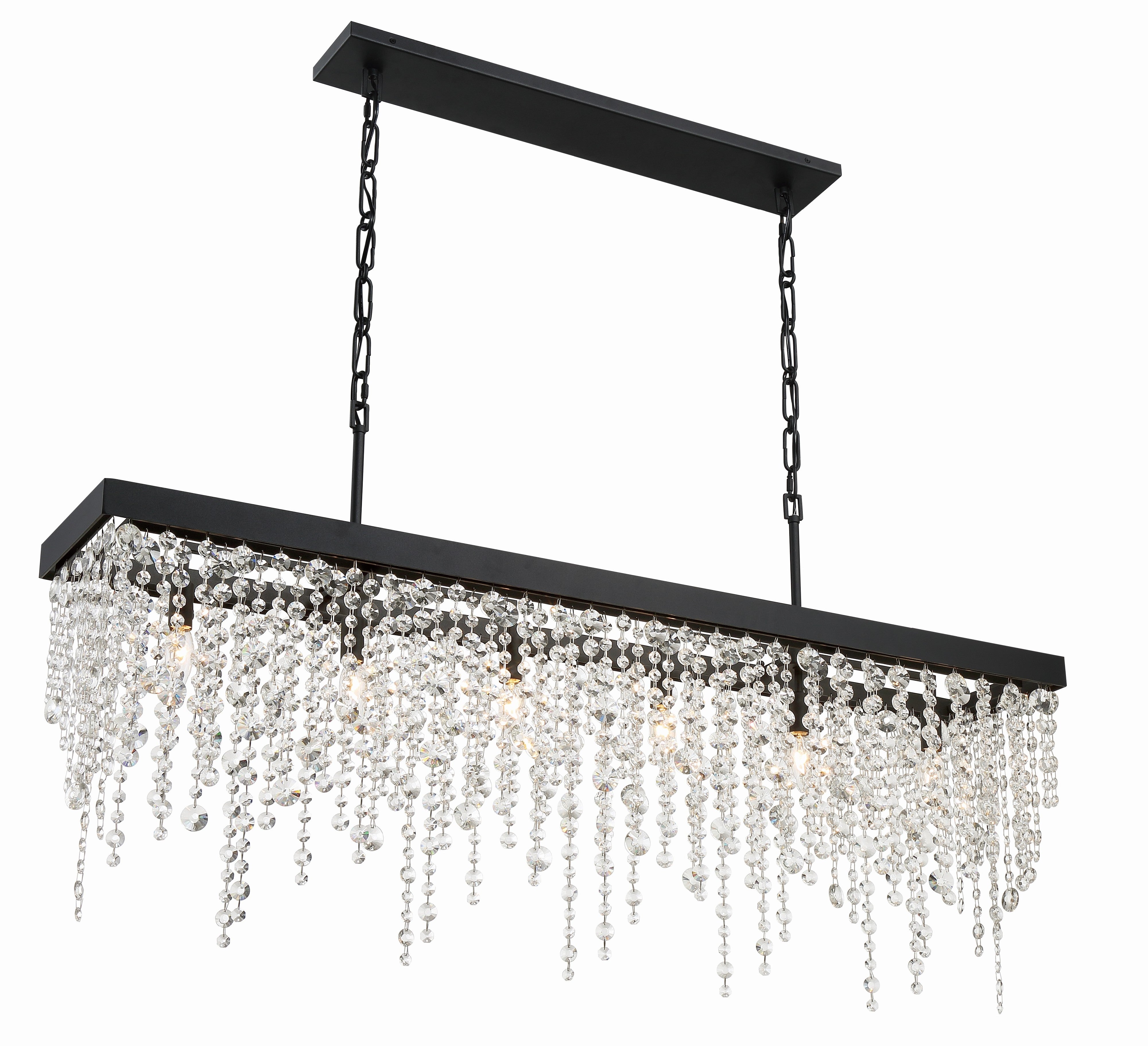 Crystorama Winham WIN-617-BF-CL-MWP – 49 Inch – 6 Light – Chandelier – Clear Crystal – Black Forged – Damp Rated