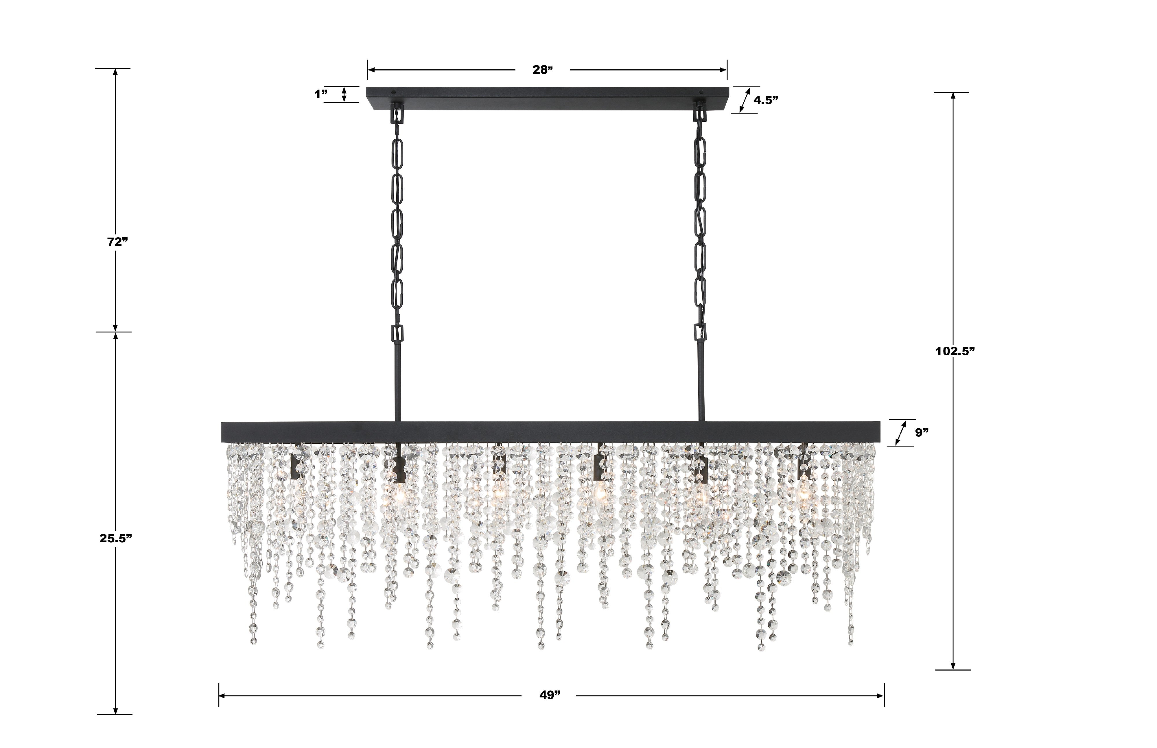 Crystorama Winham WIN-617-BF-CL-MWP – 49 Inch – 6 Light – Chandelier – Clear Crystal – Black Forged – Damp Rated