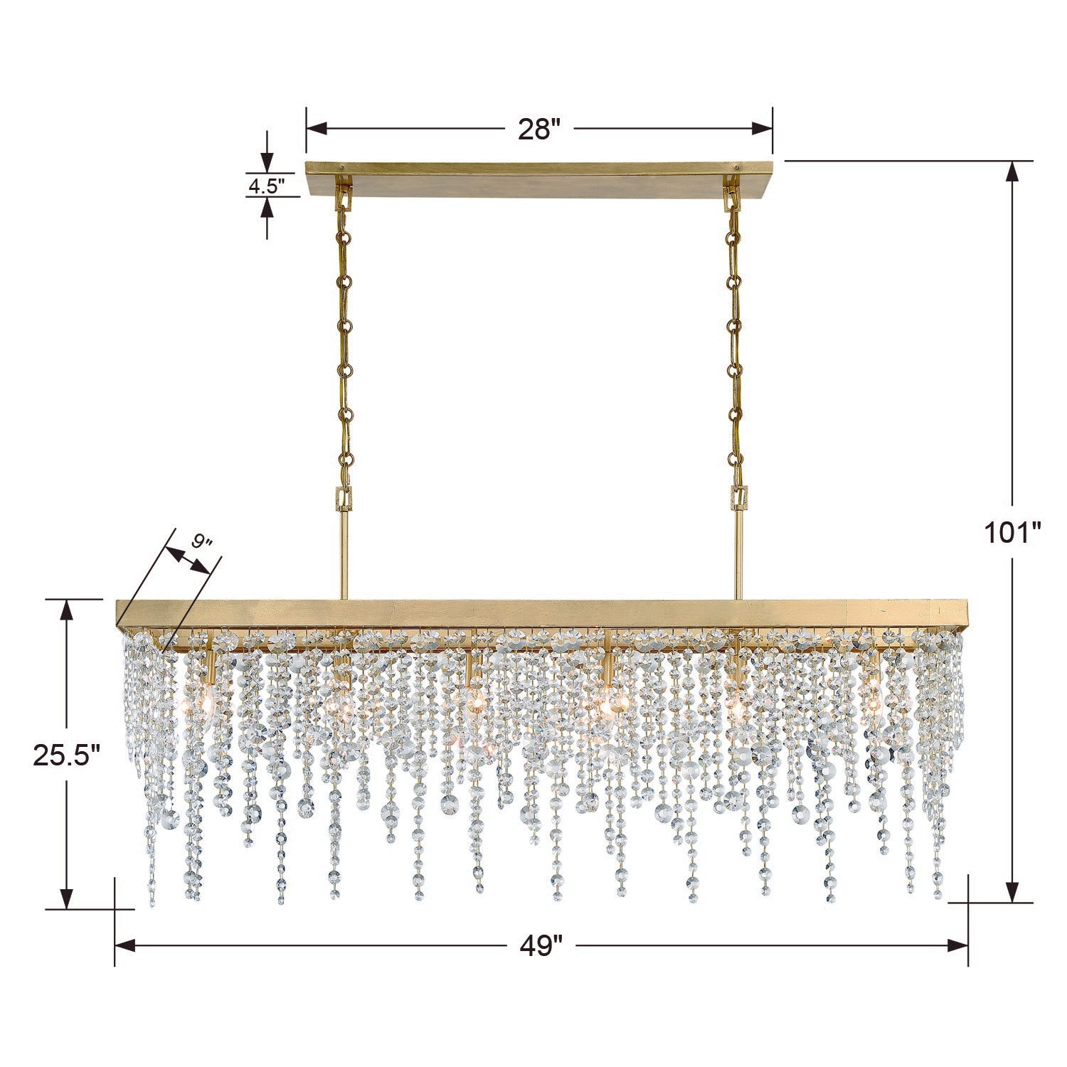 Crystorama Winham WIN-617-GA-CL-MWP – 49 Inch – 6 Light – Chandelier – Clear Crystal – Antique Gold – Damp Rated