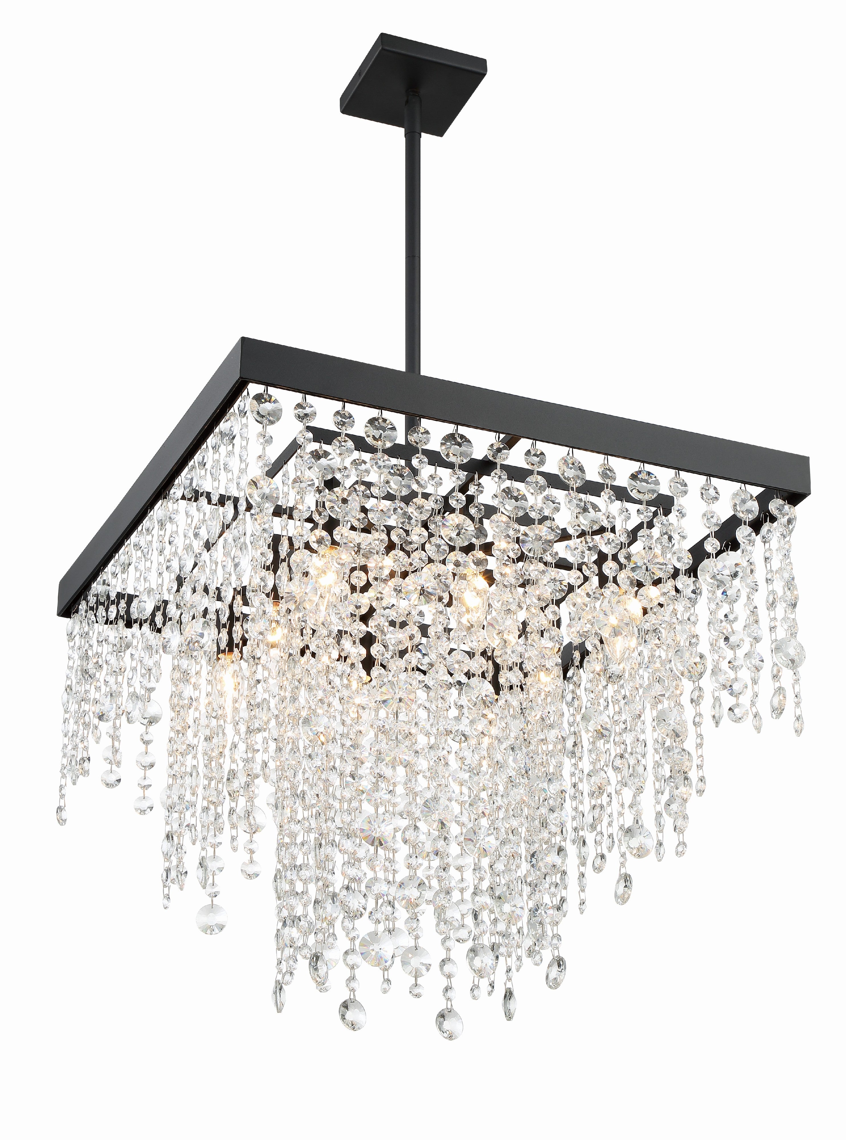 Crystorama Winham WIN-618-BF-CL-MWP – 22 Inch – 8 Light – Chandelier – Clear Crystal – Black Forged – Damp Rated