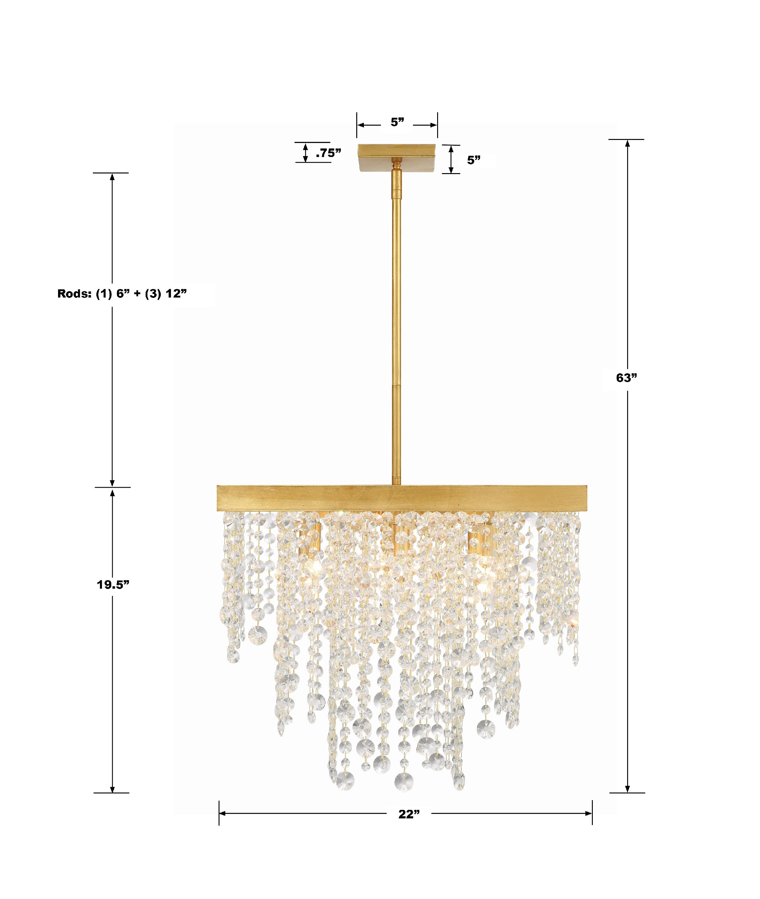 Crystorama Winham WIN-618-GA-CL-MWP – 22 Inch – 8 Light – Chandelier – Clear Crystal – Antique Gold – Damp Rated