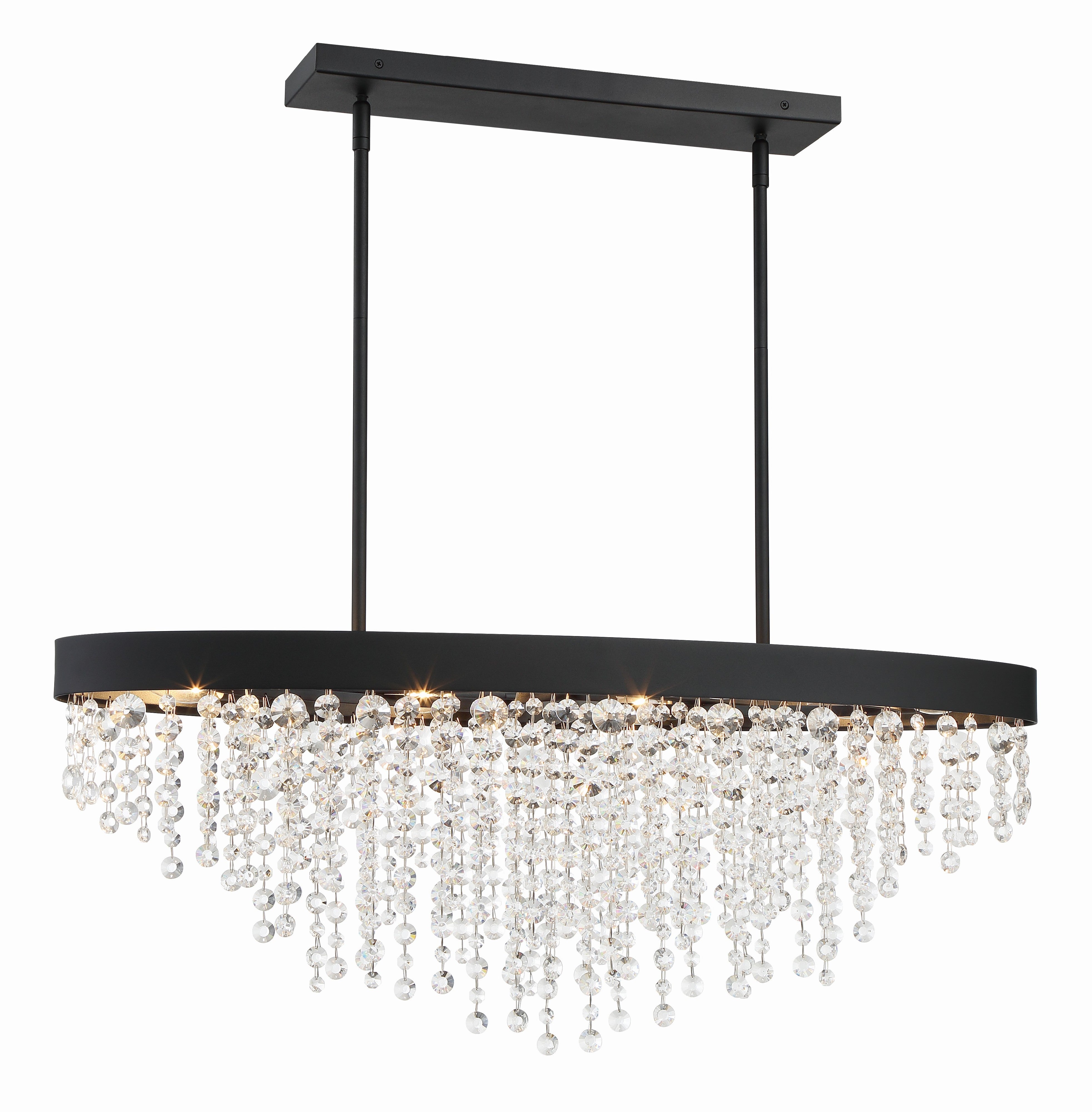 Crystorama Winham WIN-619-BF-CL-MWP – 36 Inch – 8 Light – Chandelier – Clear Crystal – Black Forged – Damp Rated