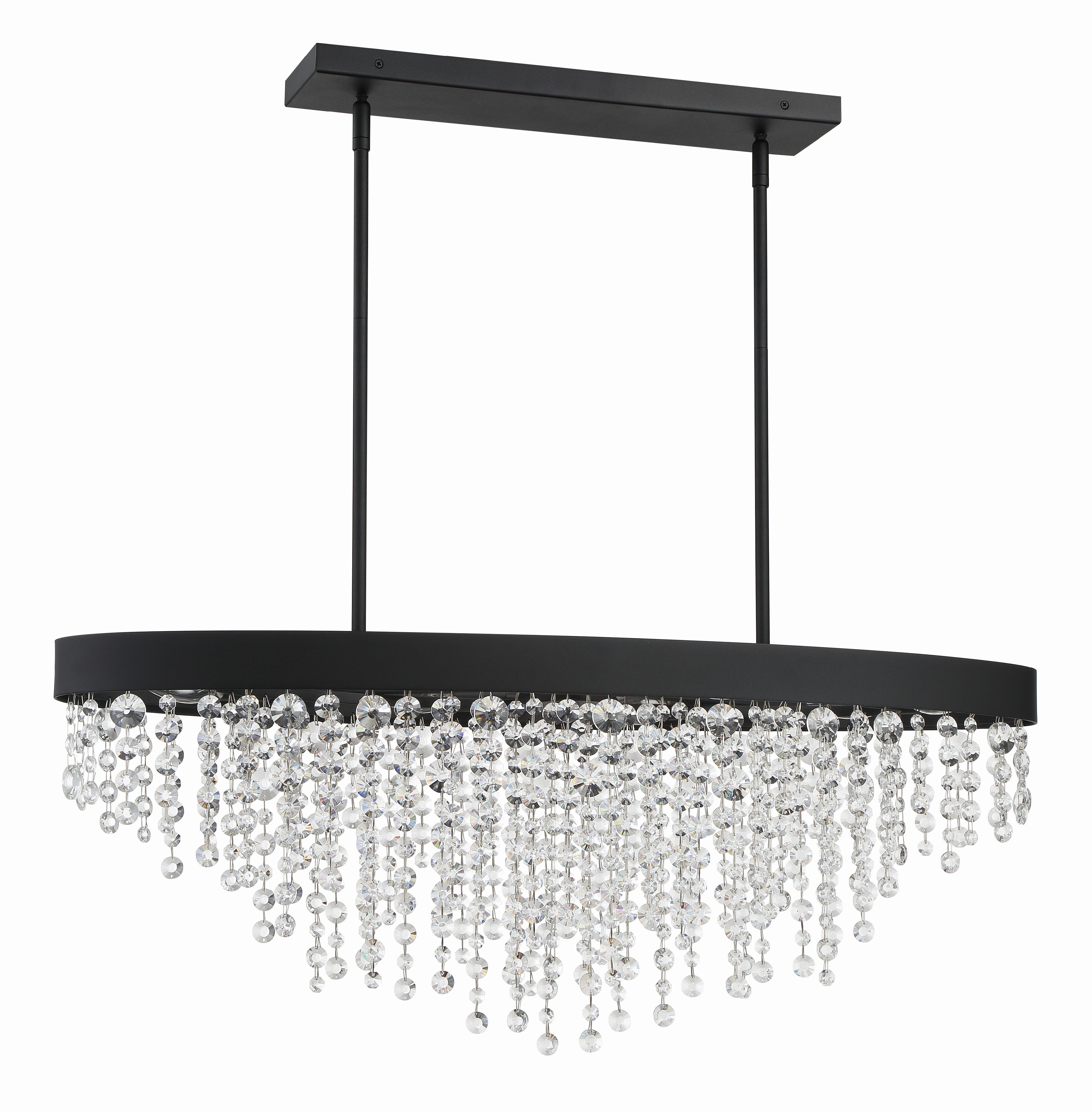 Crystorama Winham WIN-619-BF-CL-MWP – 36 Inch – 8 Light – Chandelier – Clear Crystal – Black Forged – Damp Rated