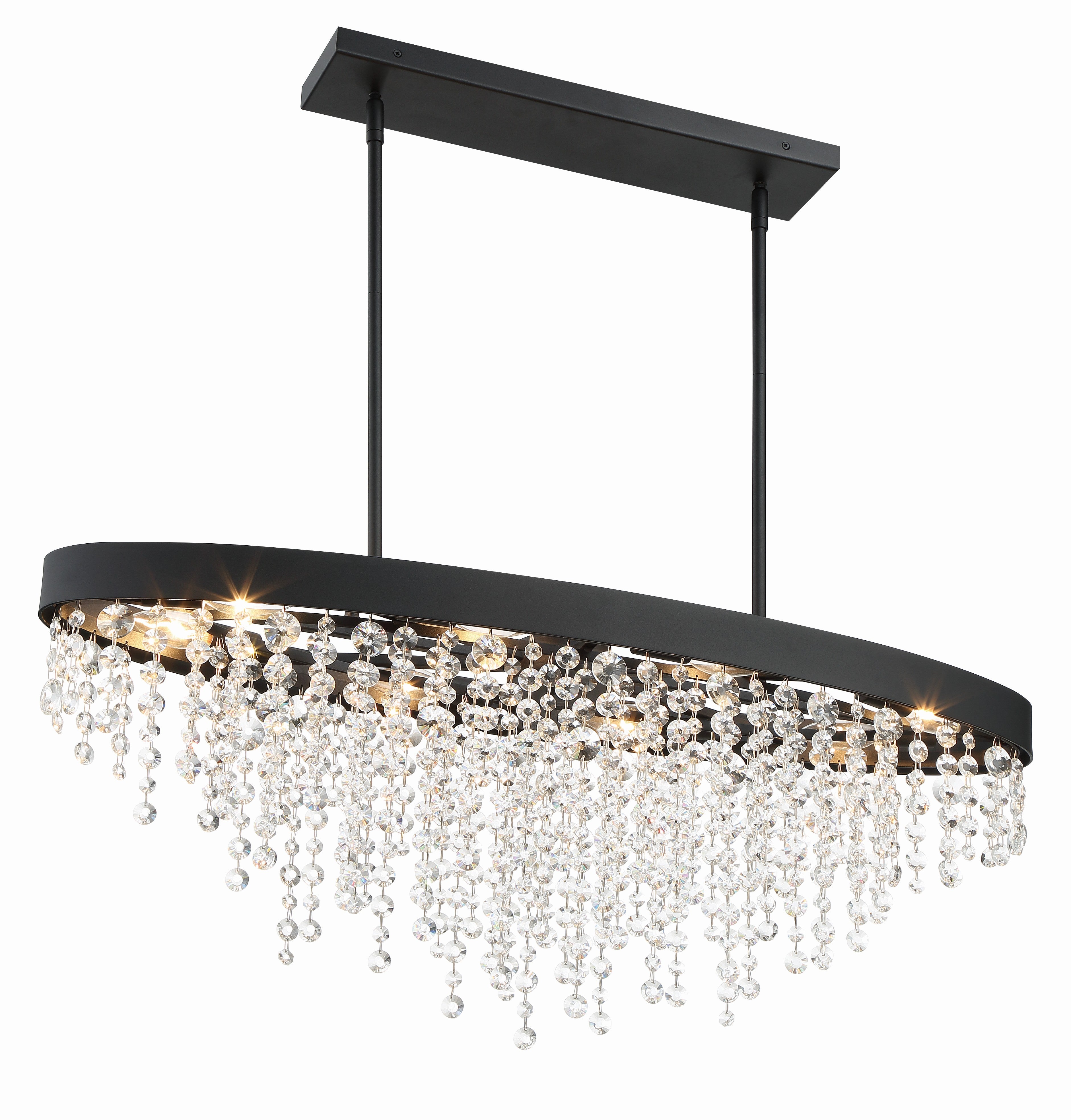 Crystorama Winham WIN-619-BF-CL-MWP – 36 Inch – 8 Light – Chandelier – Clear Crystal – Black Forged – Damp Rated