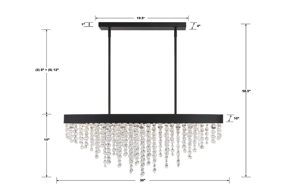 Crystorama WINHAM WIN-619-BF-CL-MWP Chandelier Contemporary - Black Forged