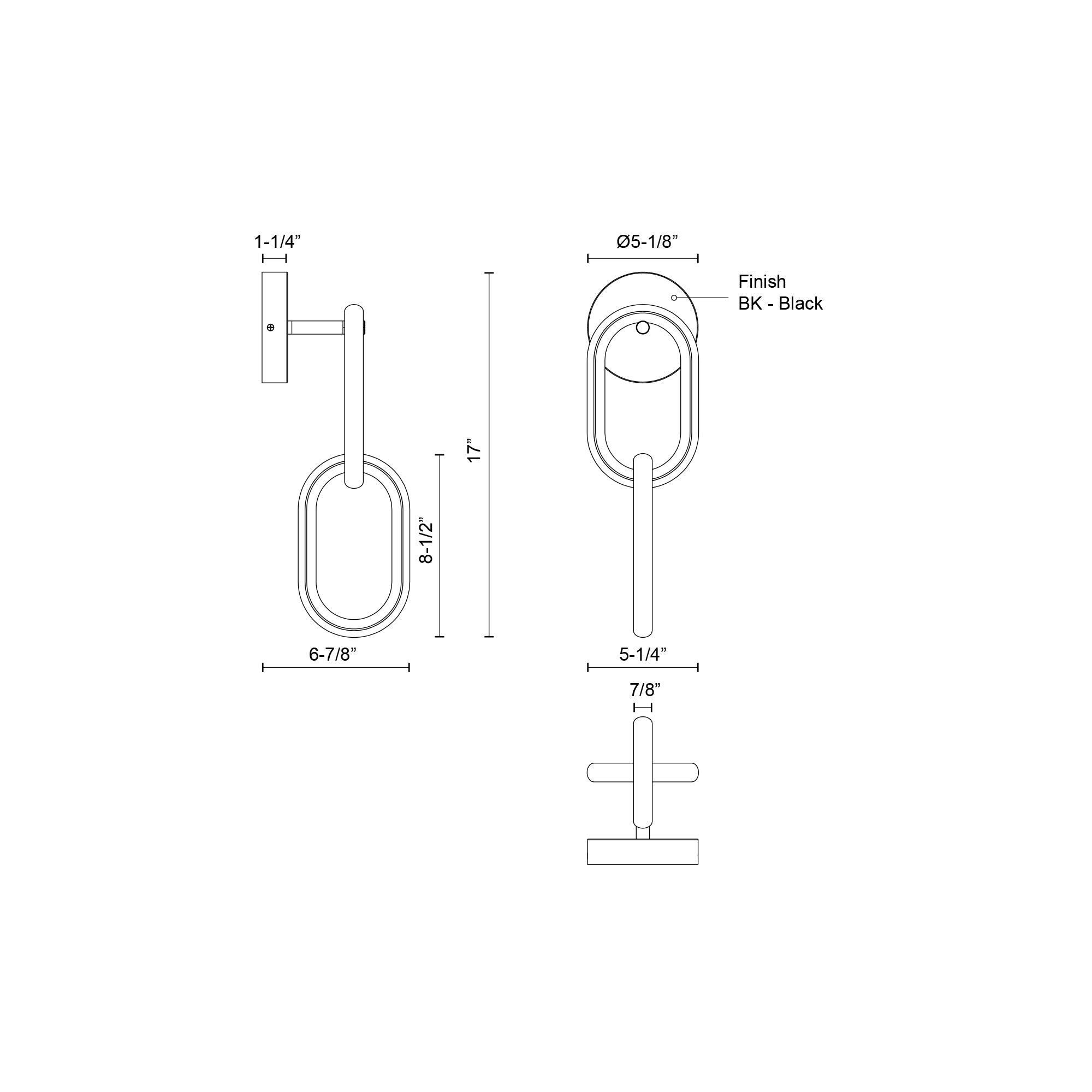 Airen 17-in Black LED Wall Sconce