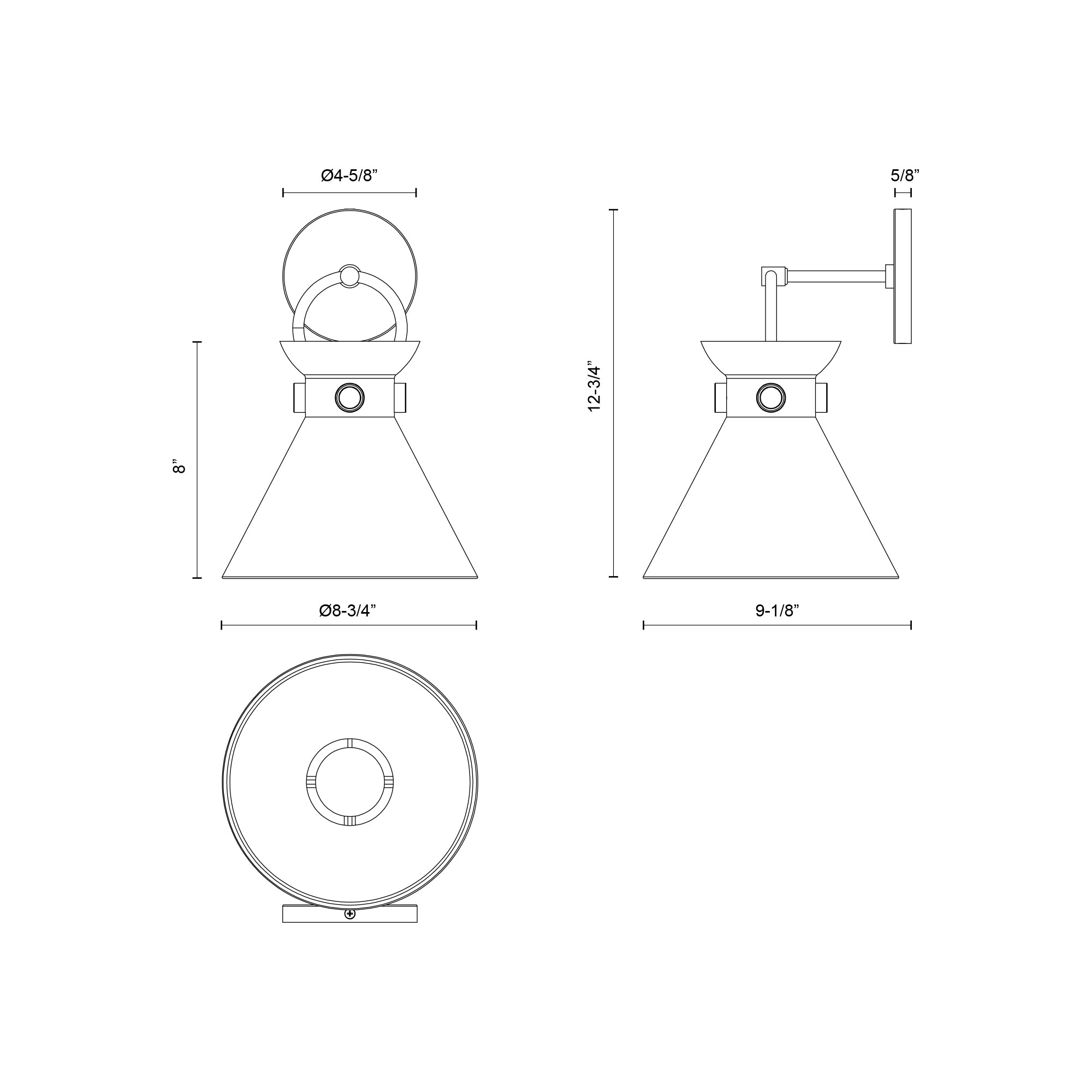 Emerson 9-in Aged Gold/Matte Black 1 Light Wall/Vanity