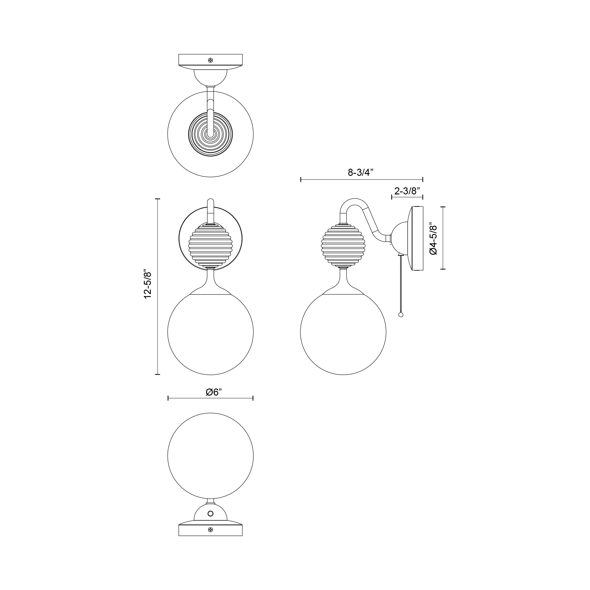 Celia 6-in Matte Black/Opal Glass 1 Light Wall/Vanity