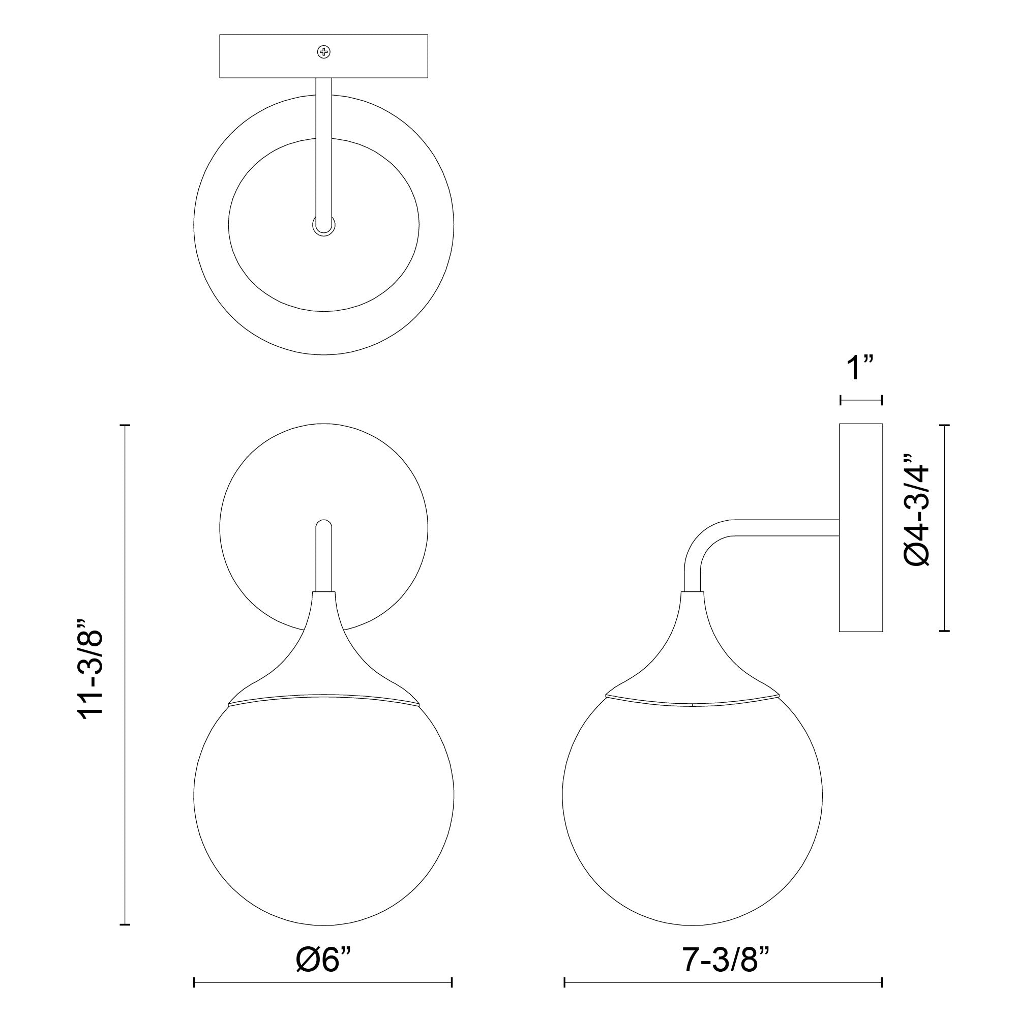 Nouveau 12-in Matte Black/Opal Matte Glass 1 Light Wall/Vanity