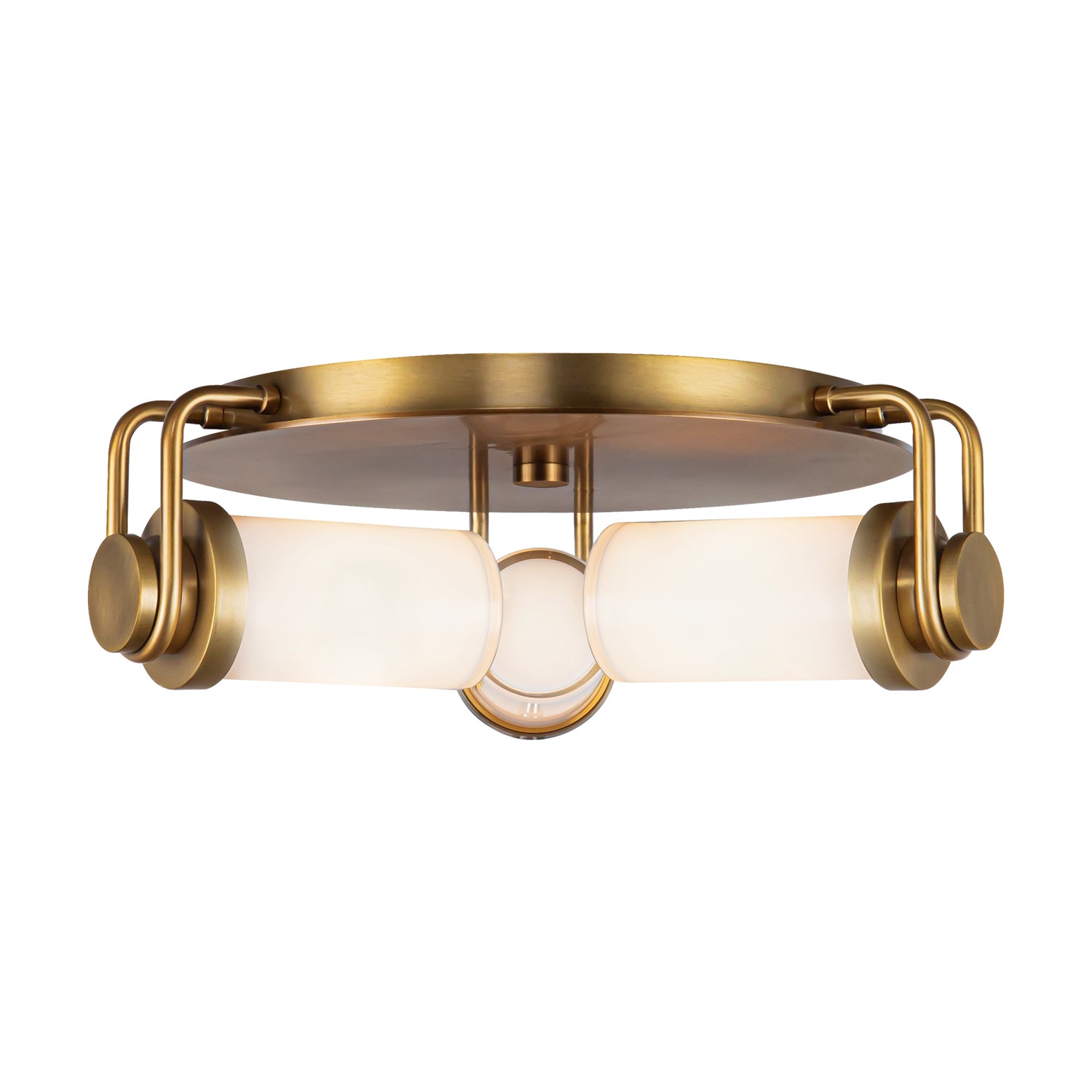 Wynwood 17-in Vintage Brass/Glossy Opal 3 Lights Flush Mount