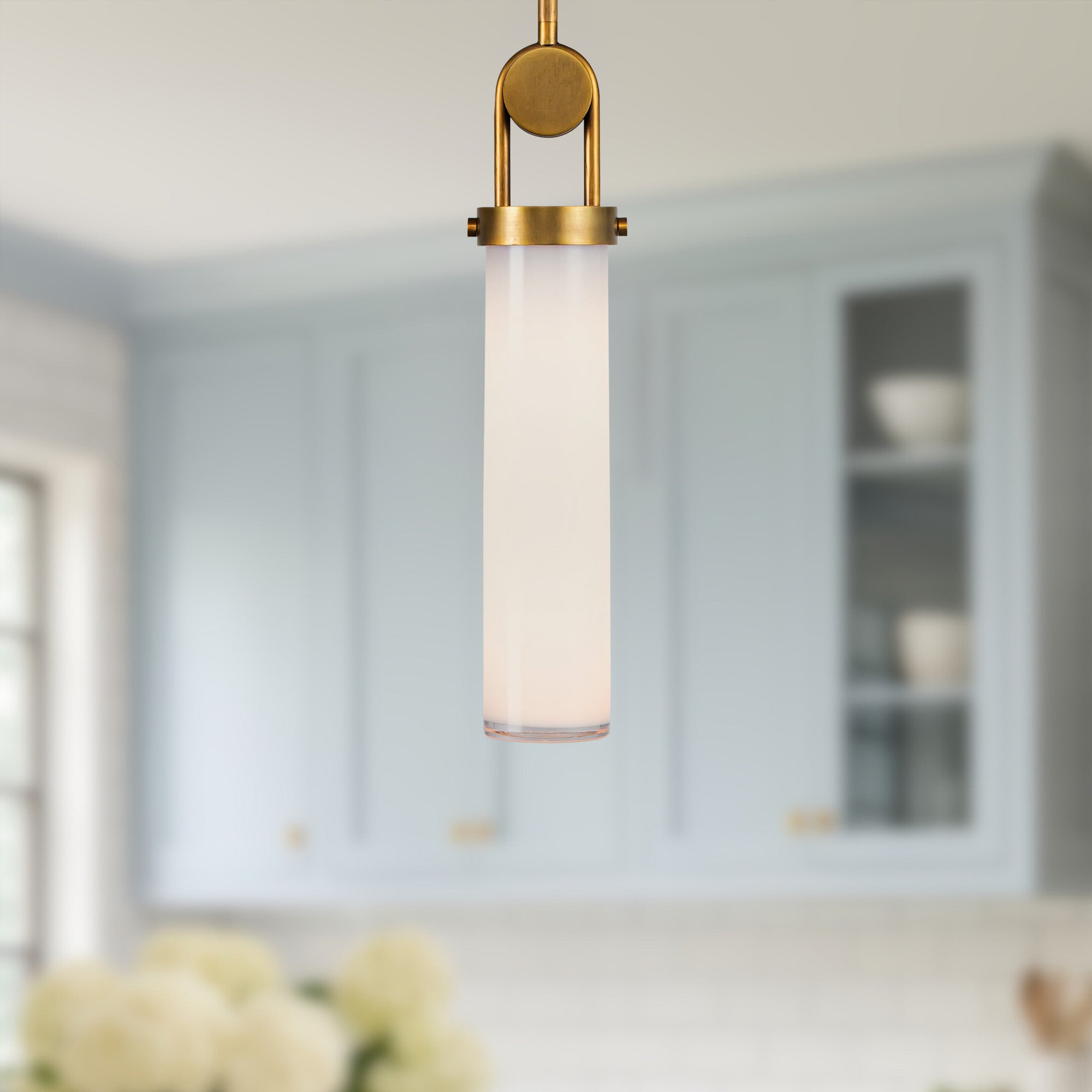 Wynwood 15-in Vintage Brass/Glossy Opal 1 Light Pendant