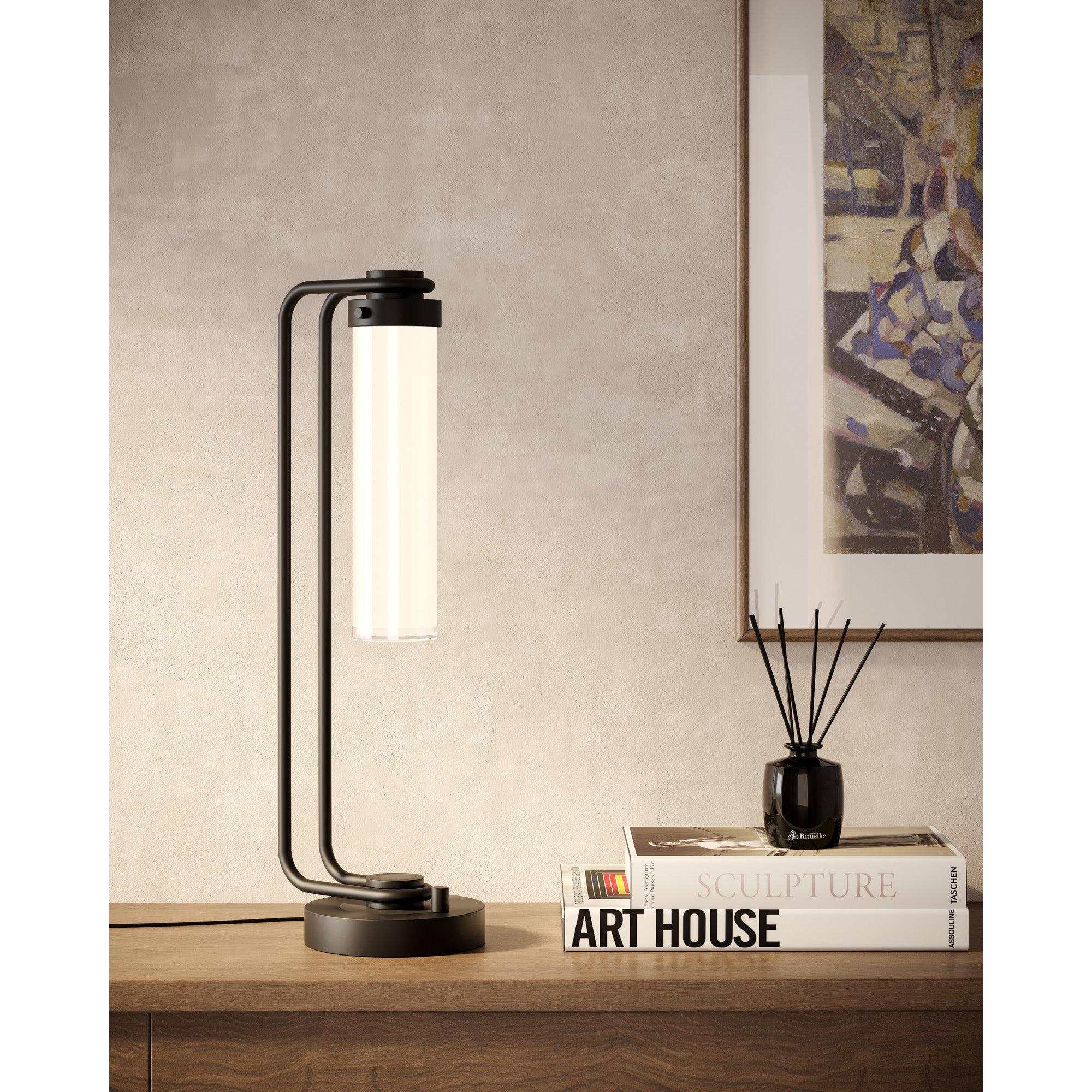 Wynwood 22-in Urban Bronze/Glossy Opal 1 Light Table Lamp