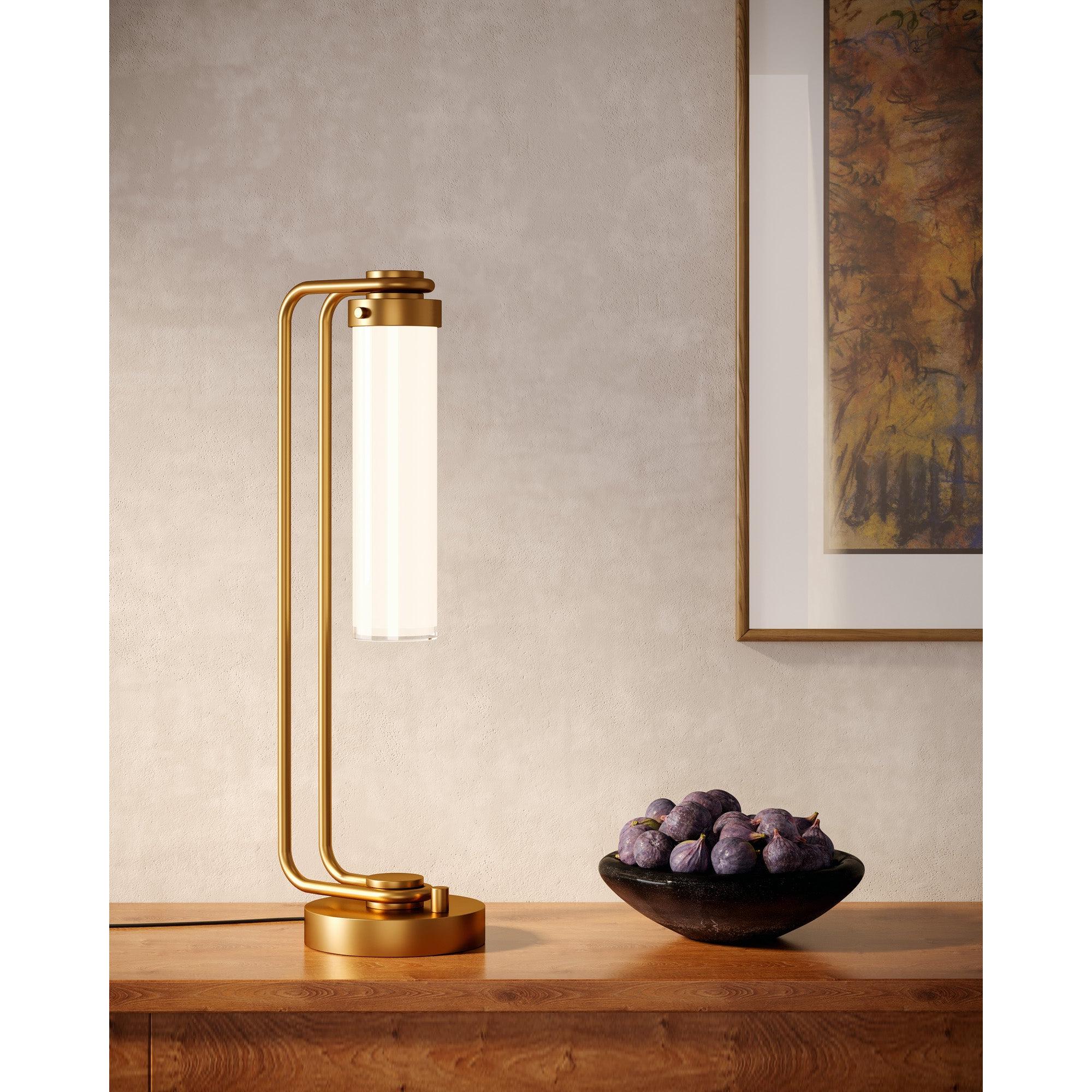 Wynwood 22-in Vintage Brass/Glossy Opal 1 Light Table Lamp