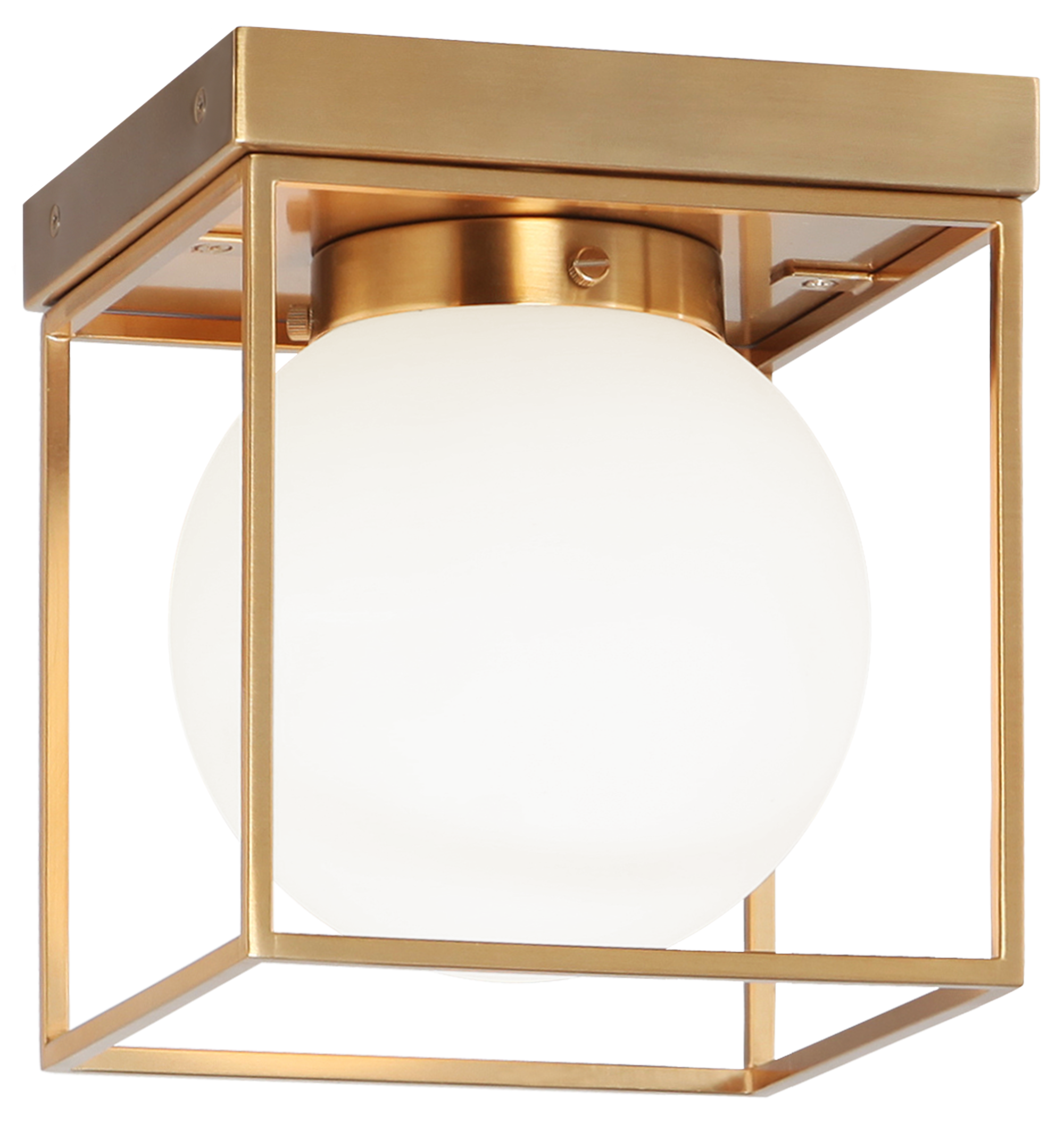 Matteo Squircle X03801AG Square Flush Mount Ceiling Light Fixture - Aged Gold Brass