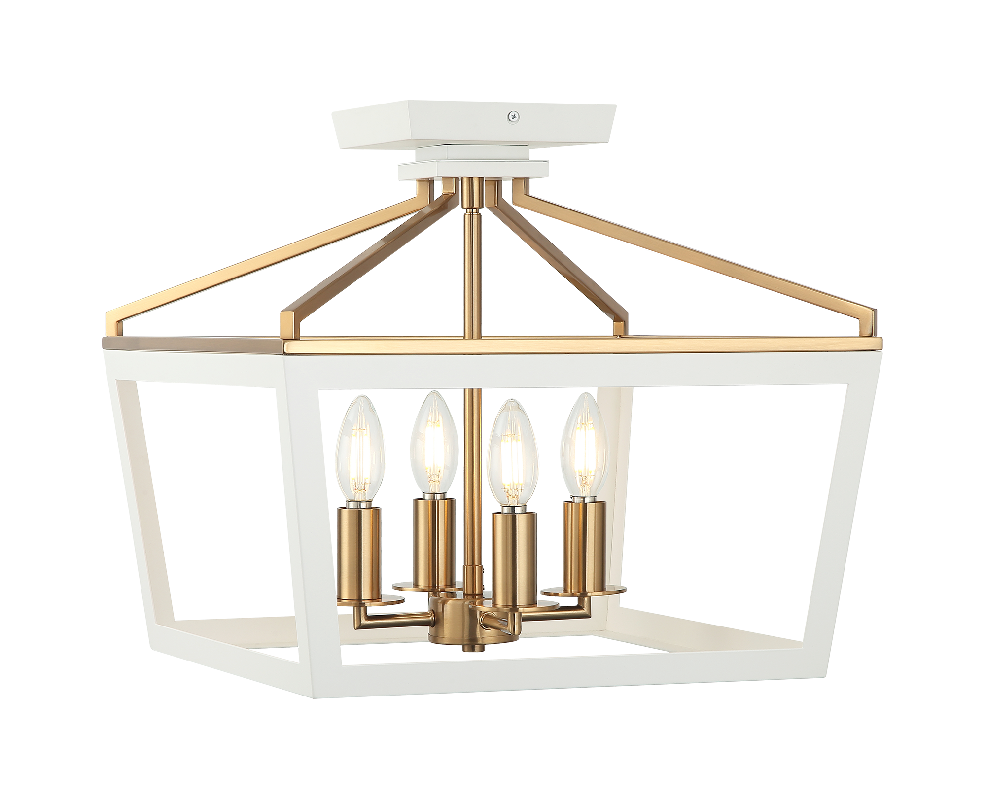 Matteo MAVONSHIRE X67004WHAG Flush Mount Ceiling Light Fixture - White, Aged Gold Brass