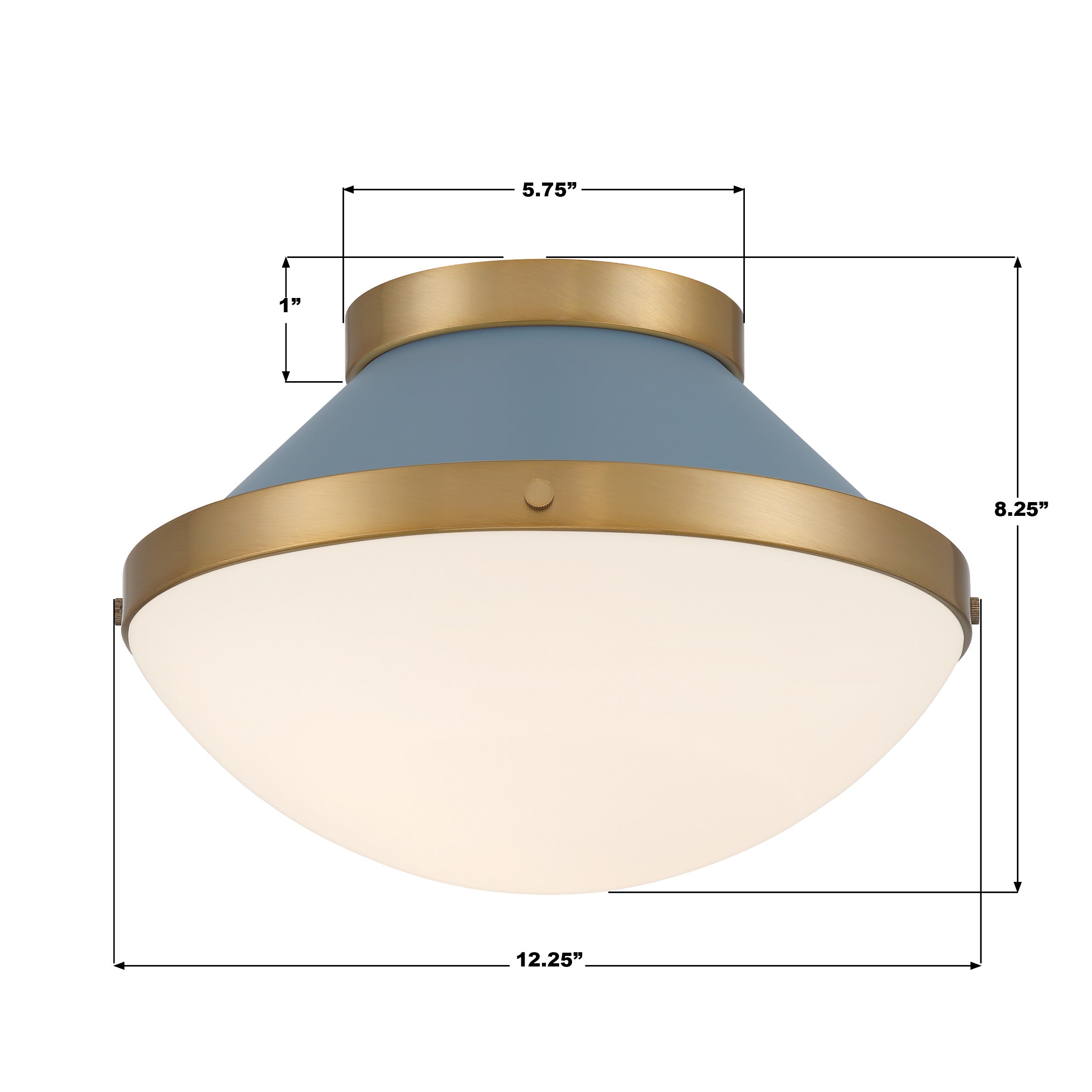 Crystorama Xander XAN-8001-VG-BL – 12.25 Inch – 1 Light – Semi Flush Mount Light – Vibrant Gold – Damp Rated