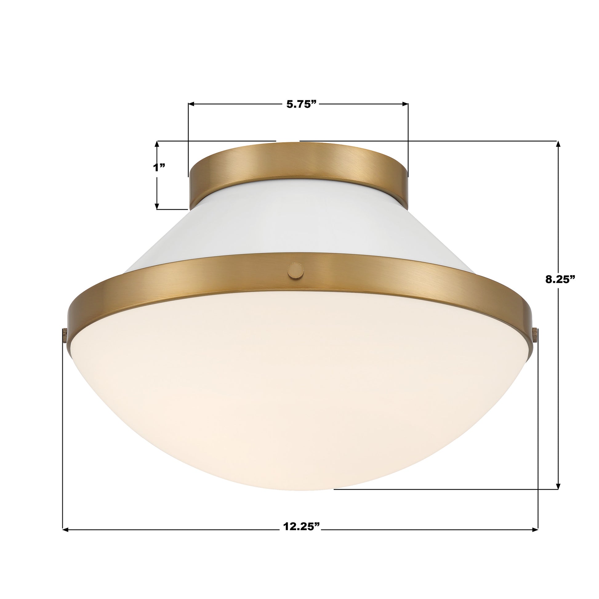 Crystorama Xander XAN-8001-VG-WH – 12.25 Inch – 1 Light – Semi Flush Mount Light – Vibrant Gold – Damp Rated