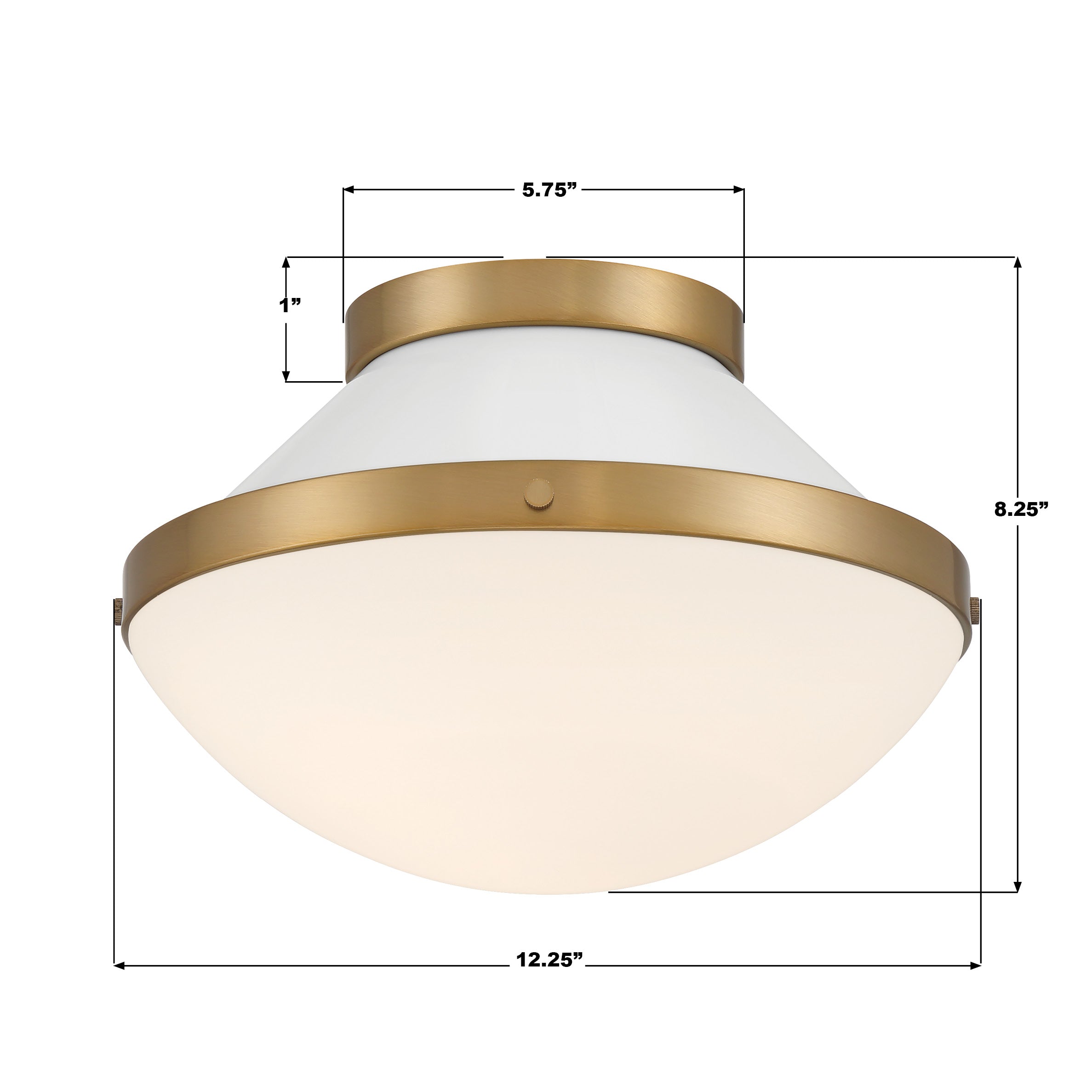 Crystorama Xander XAN-8001-VG-WH – 12.25 Inch – 1 Light – Semi Flush Mount Light – Vibrant Gold – Damp Rated