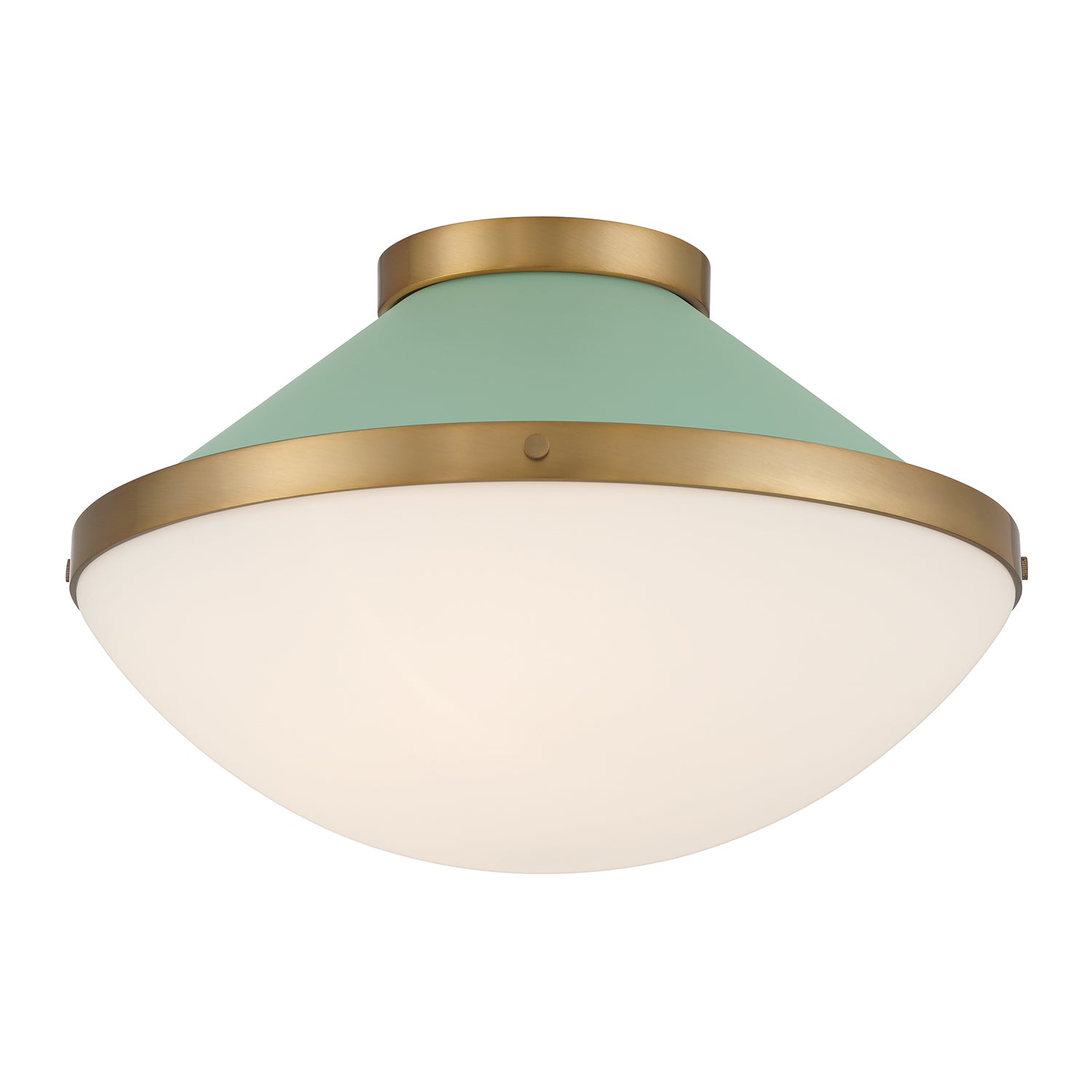 Xander 2 Light Vibrant Gold + Green Flush Mount