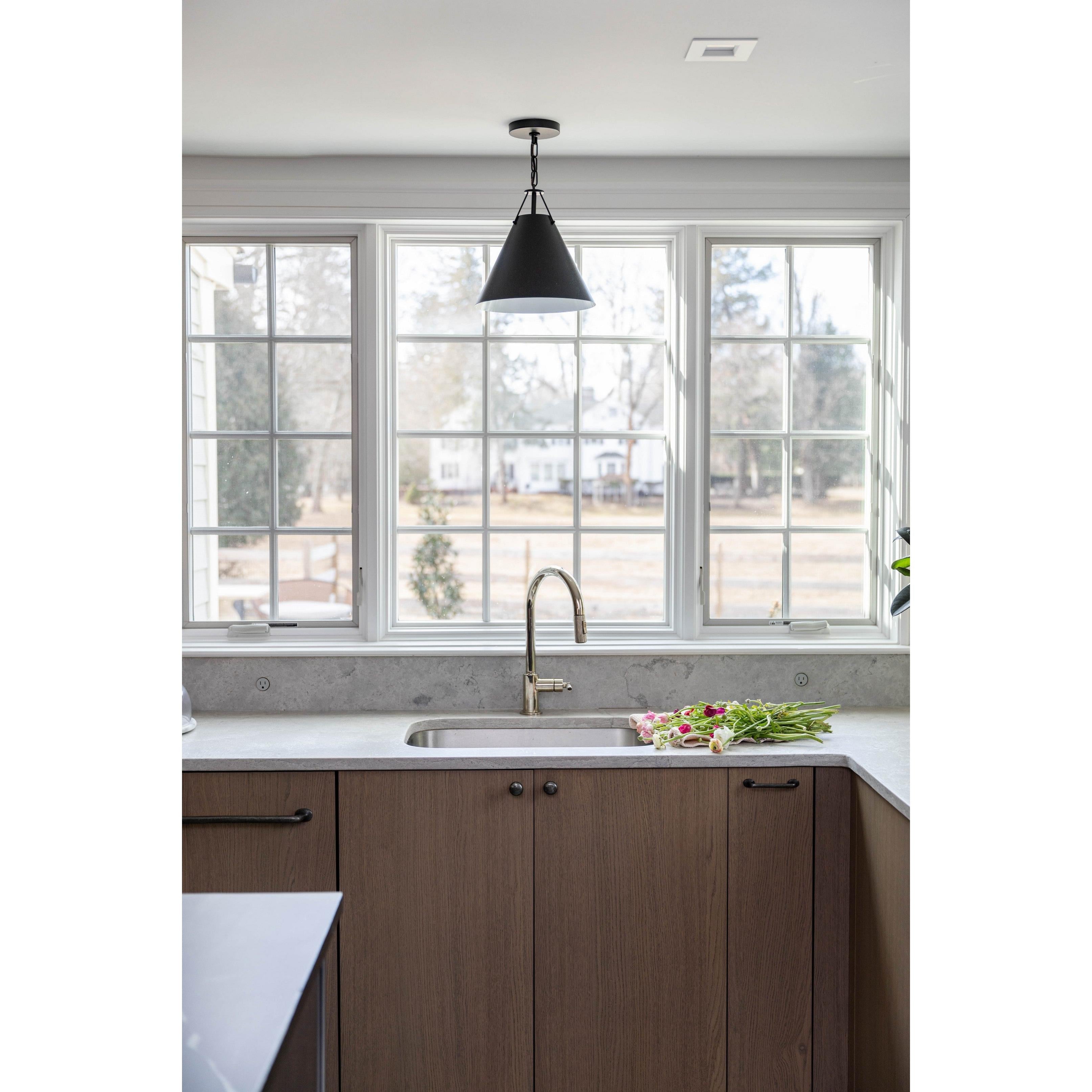 Crystorama Xavier XAV-B8301-MK – 12 Inch – 1 Light – Pendant Light – Matte Black – Damp Rated