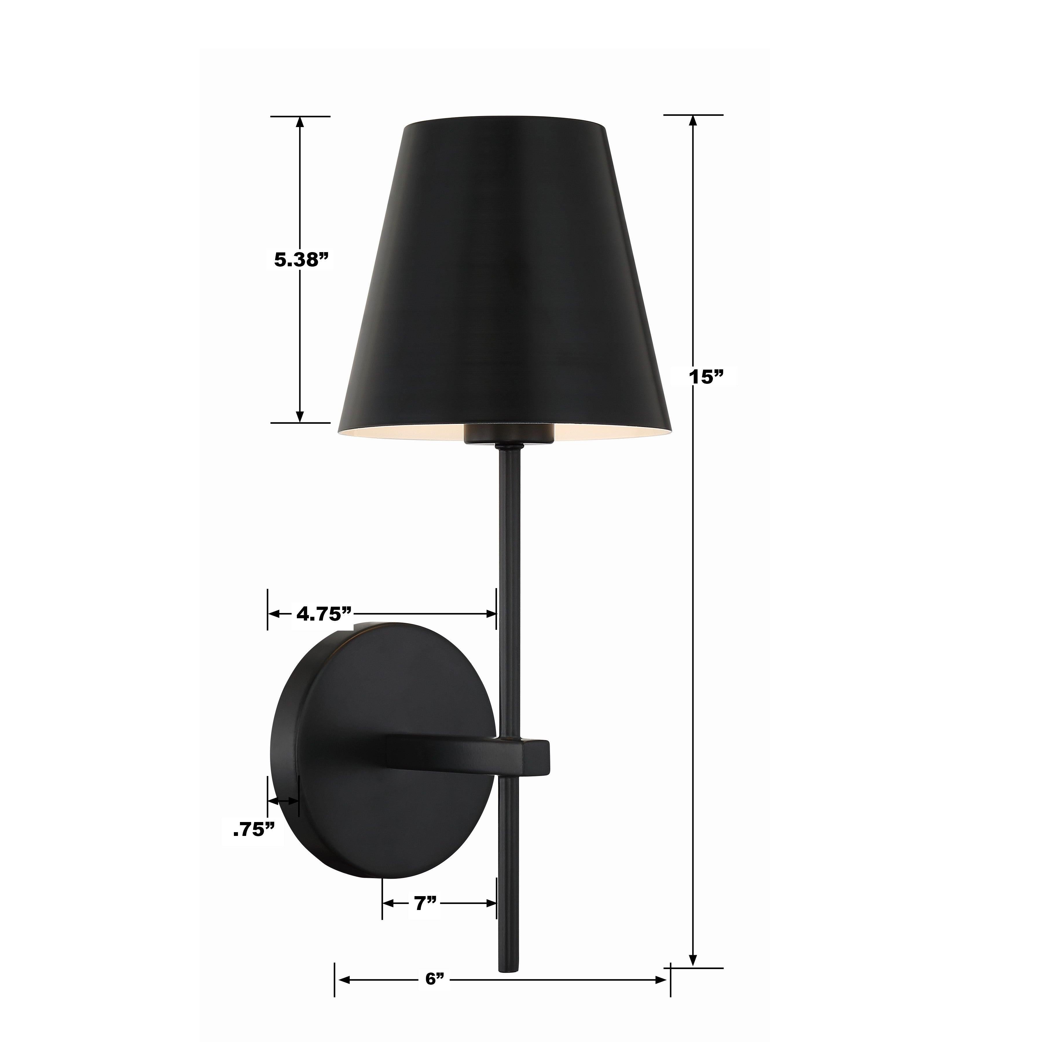 Crystorama Xavier XAV-B8321-MK – 6 Inch – 1 Light – Sconce – Matte Black – Damp Rated