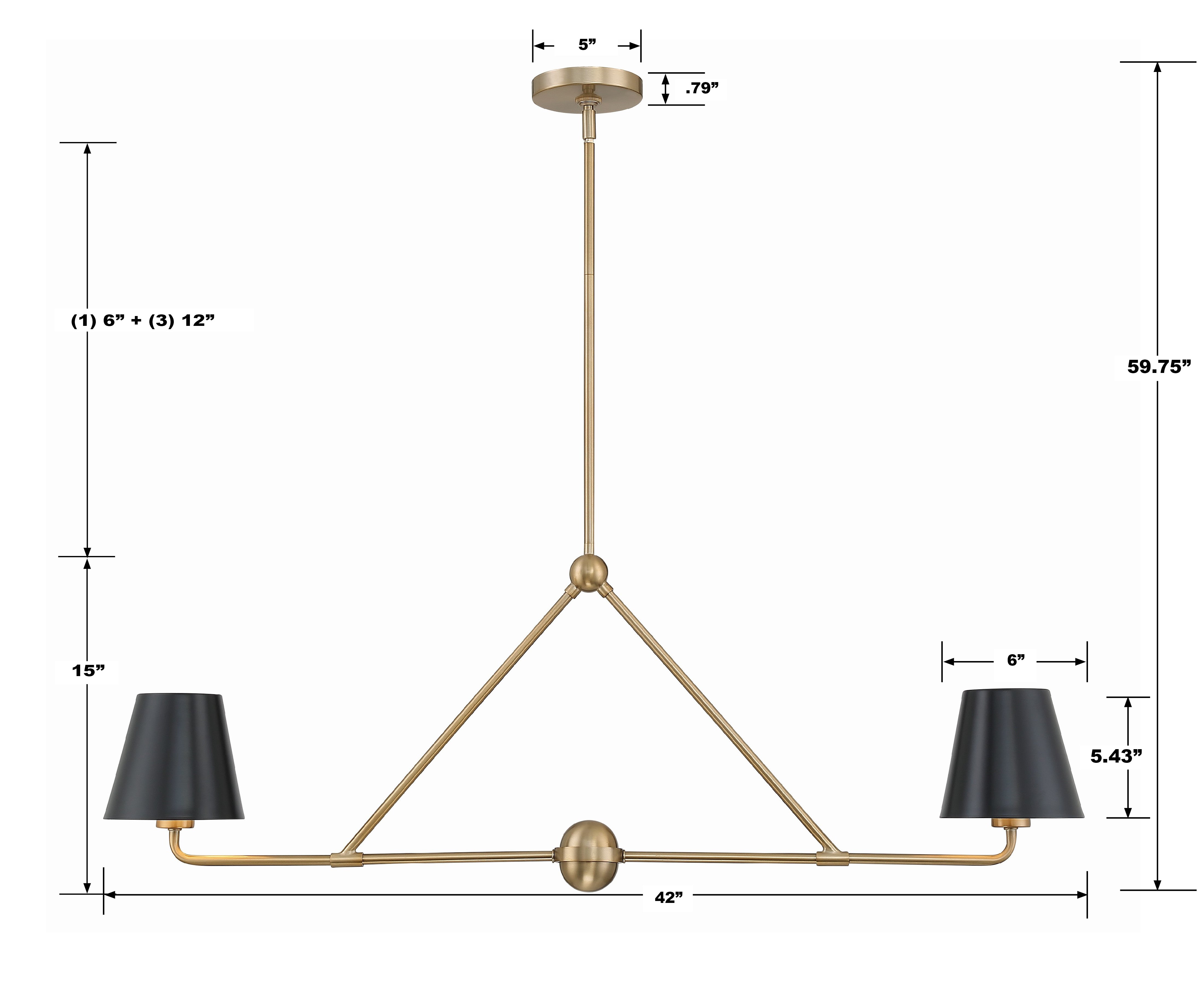 Crystorama Xavier XAV-B9302-VG – 42 Inch – 2 Light – Chandelier – Vibrant Gold – Damp Rated