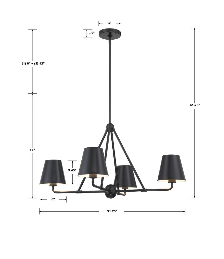 Crystorama XAVIER XAV-B9304-MK Chandelier Modern - Matte Black