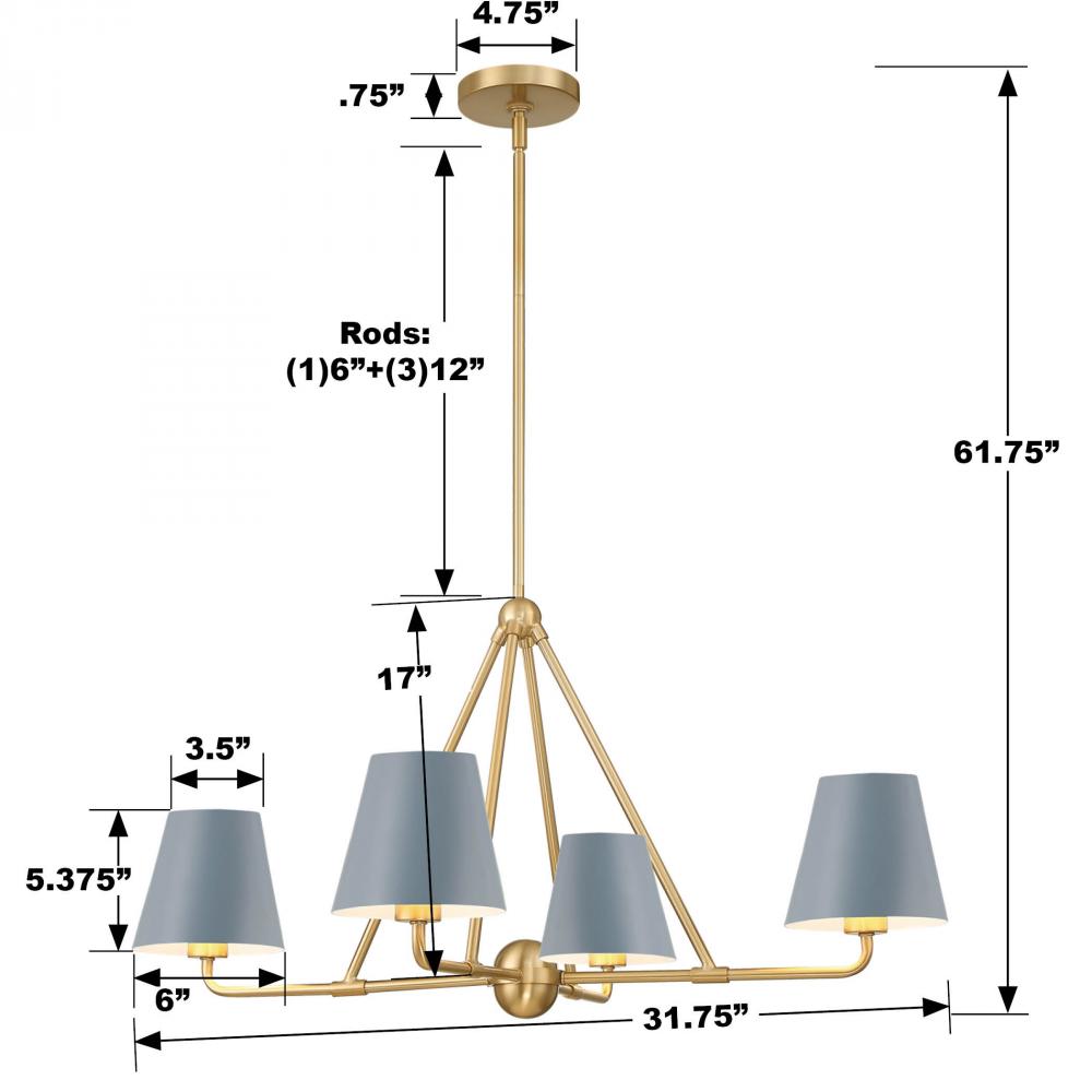 Crystorama XAVIER XAV-B9304-VG-BL Chandelier Modern - Vibrant Gold